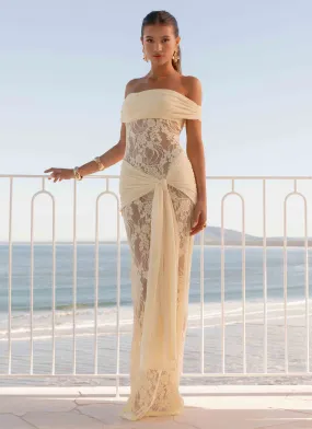 Gracie Twist Maxi Dress - Yellow Autumn Essential Sharp Motion