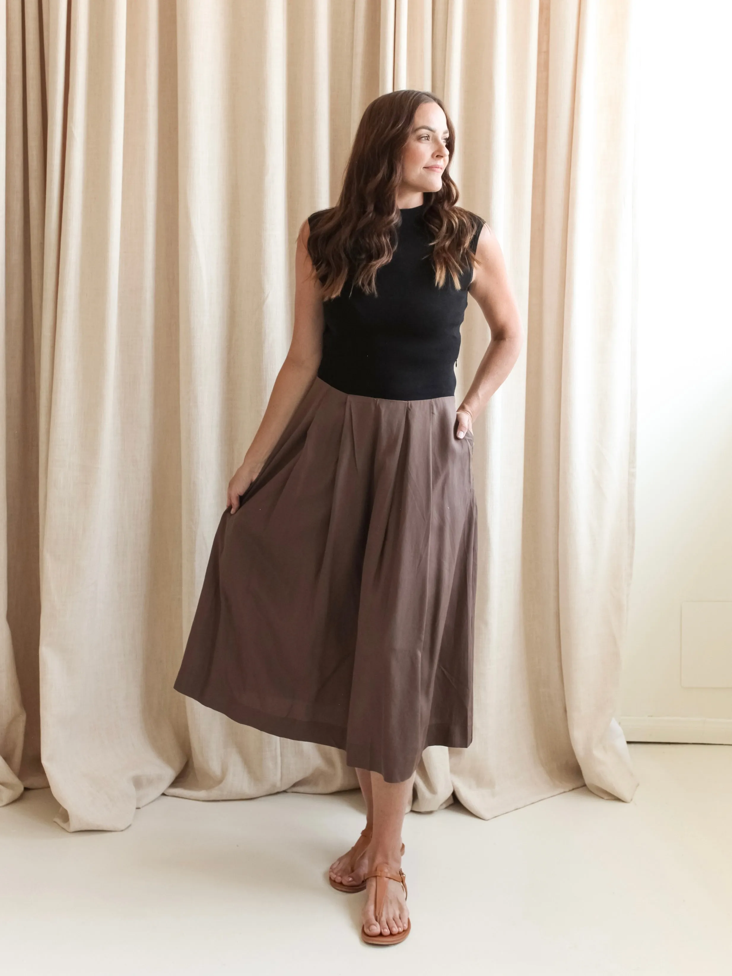 Modern Twist Balanced Mood Bridget Contrast Dress- Brown/Black