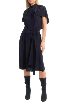 Spring Style Mock Neck Cape Dress