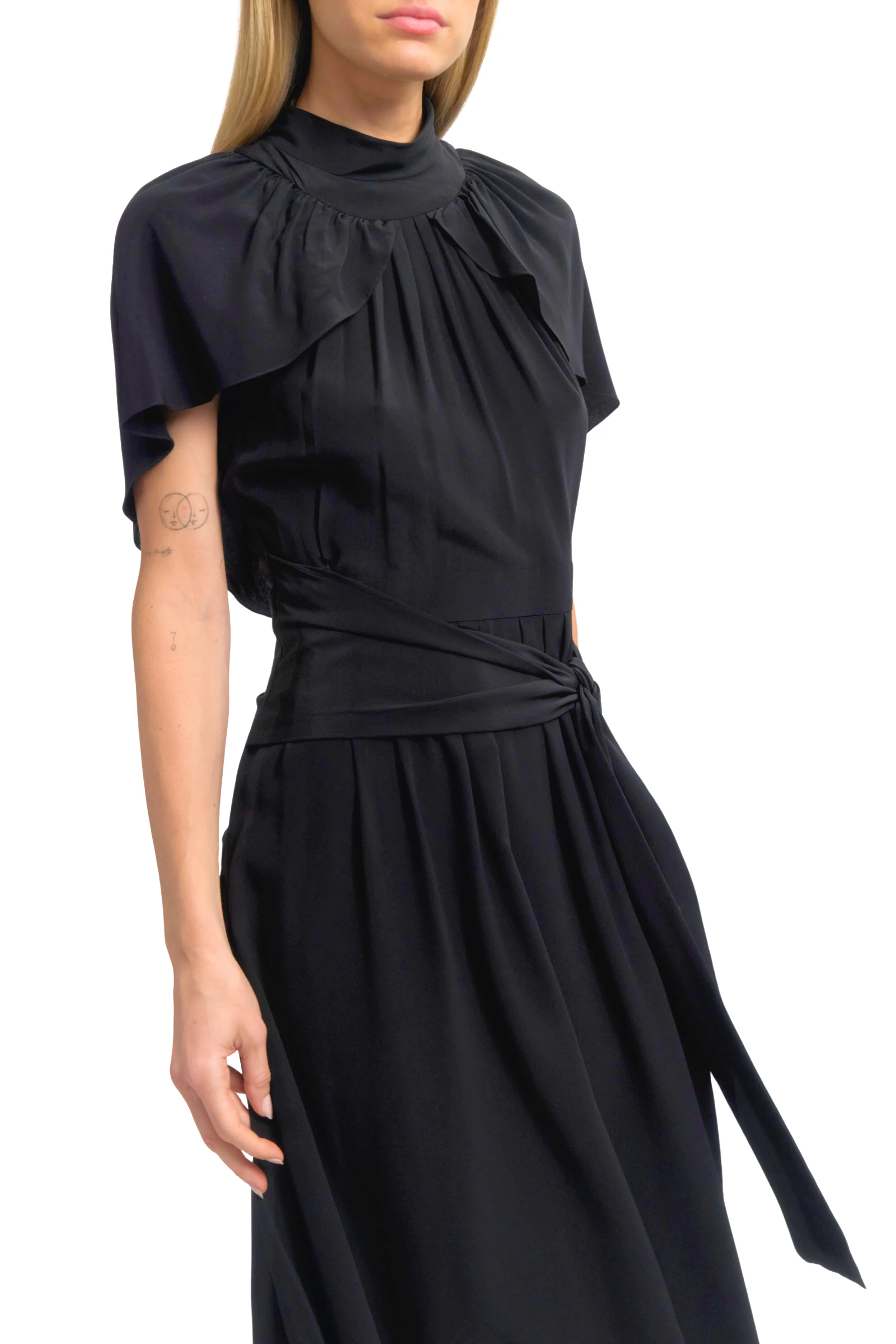 Mock Neck Cape Dress Street Motion