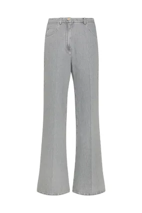 Grey Denim Pants Daily Basic