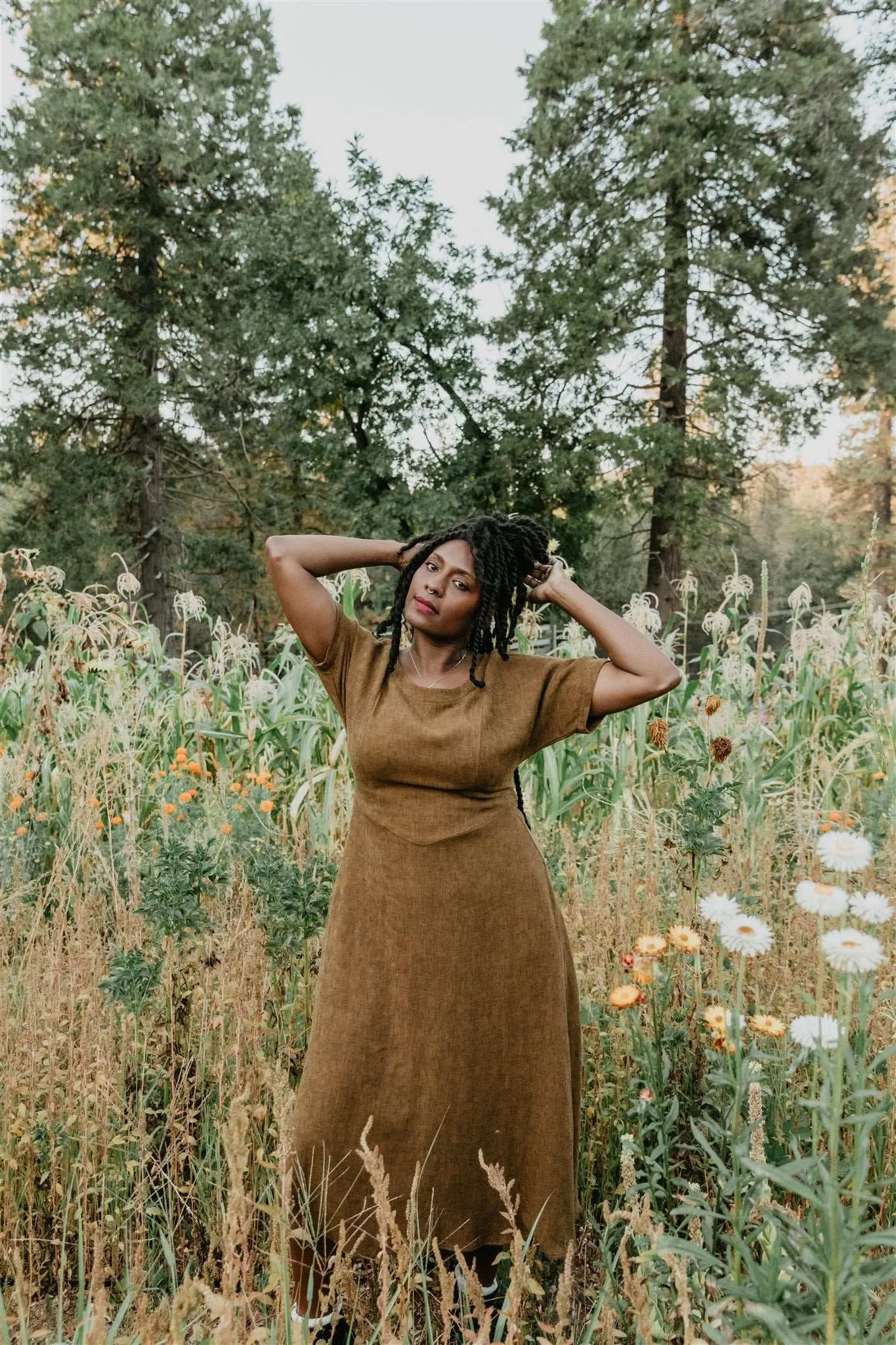 Layered Texture Bella Dress in Golden Checker