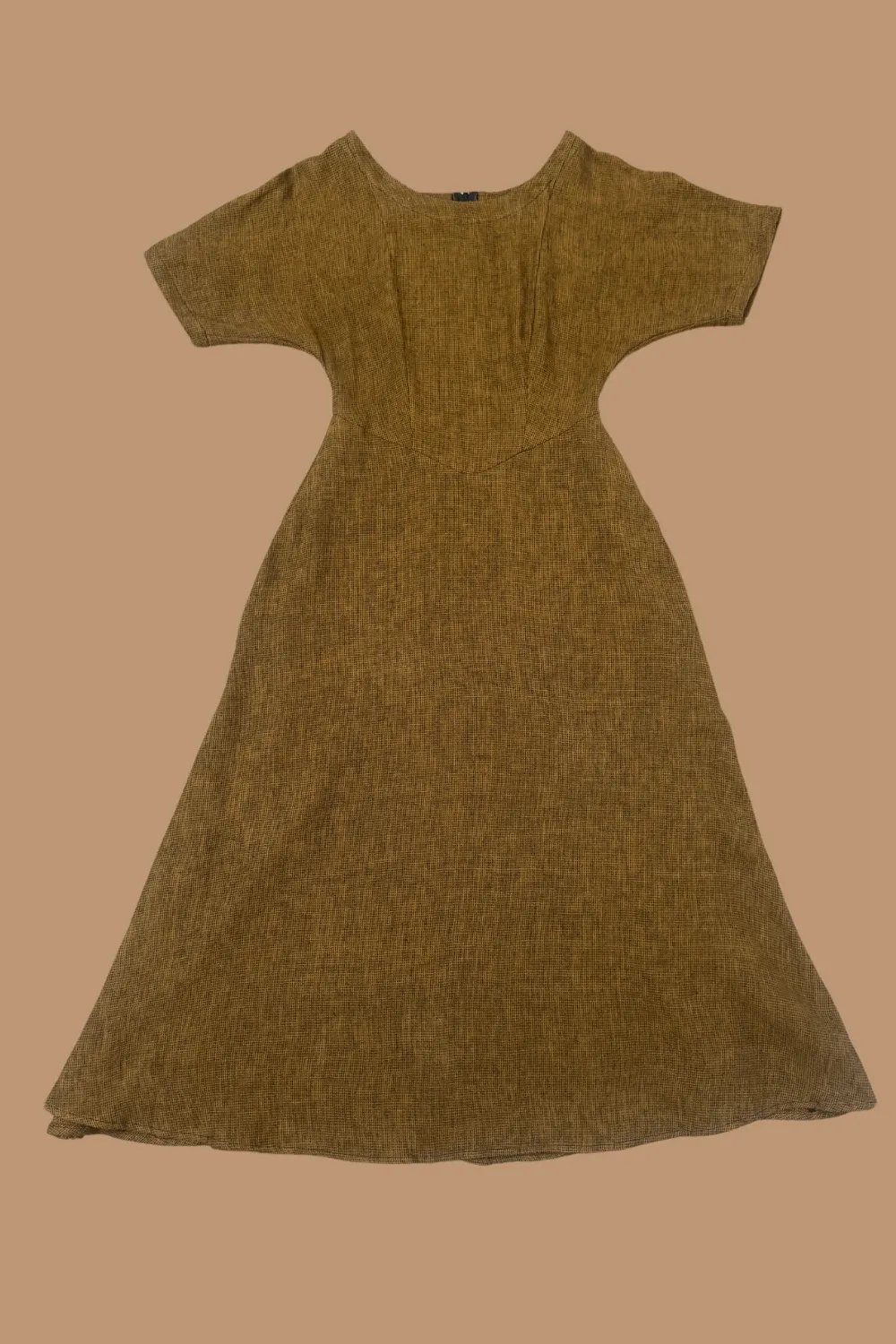 Applique-Detail Basic Fashion Bella Dress in Golden Checker