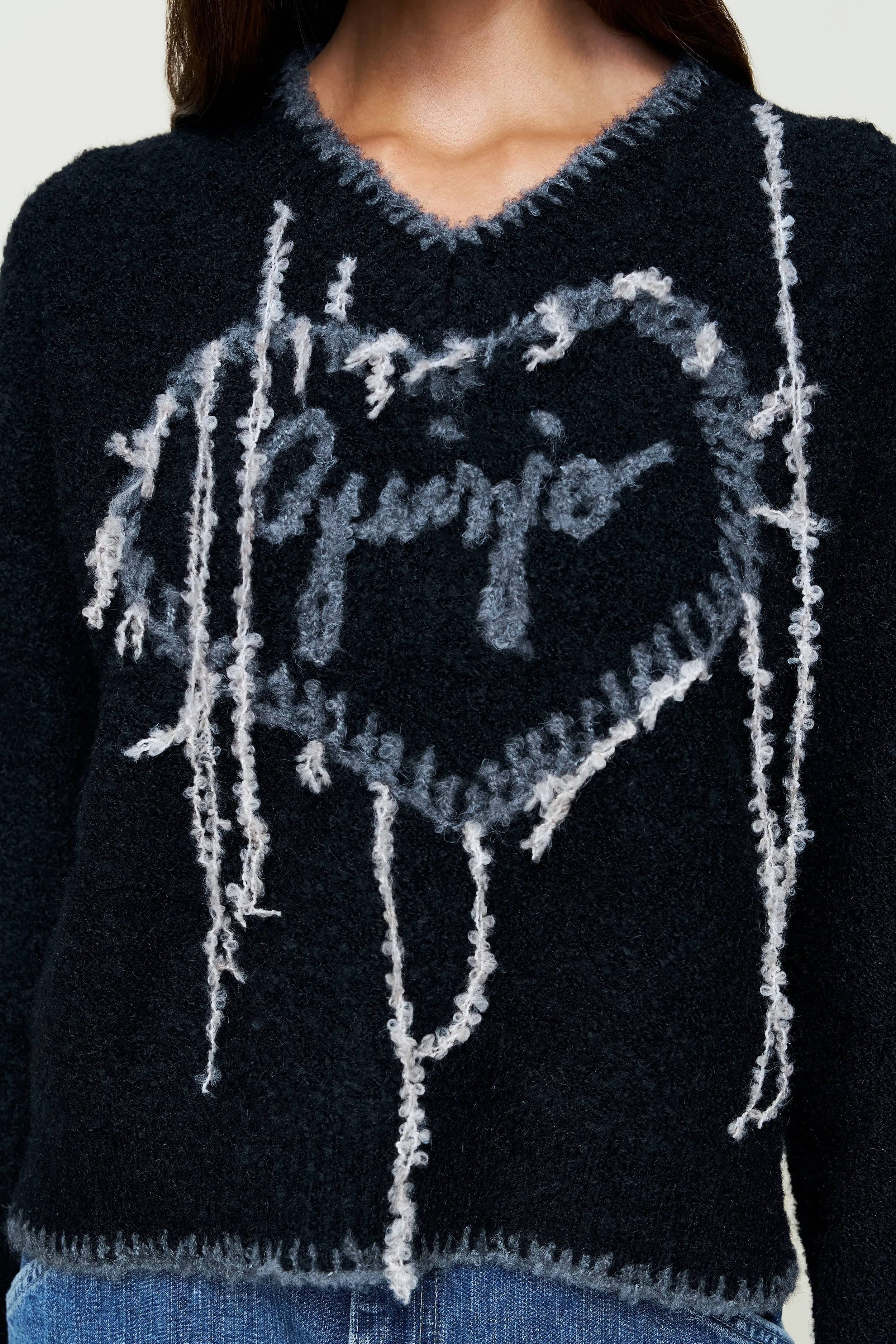 GarmentDyed Finish Effortless Look Guizio Heart Wool Sweater