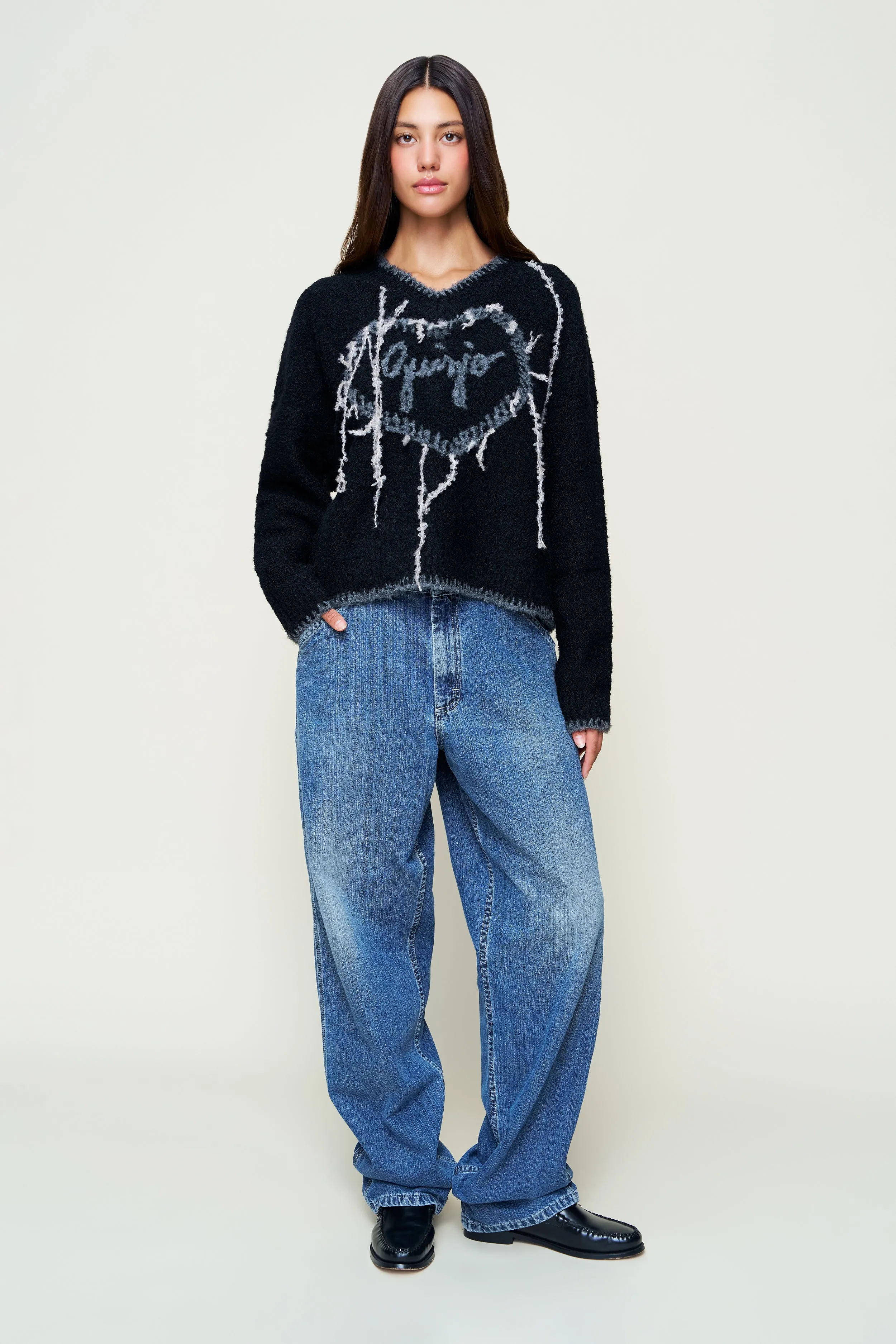 Thermal Lined Cuffs Guizio Heart Wool Sweater