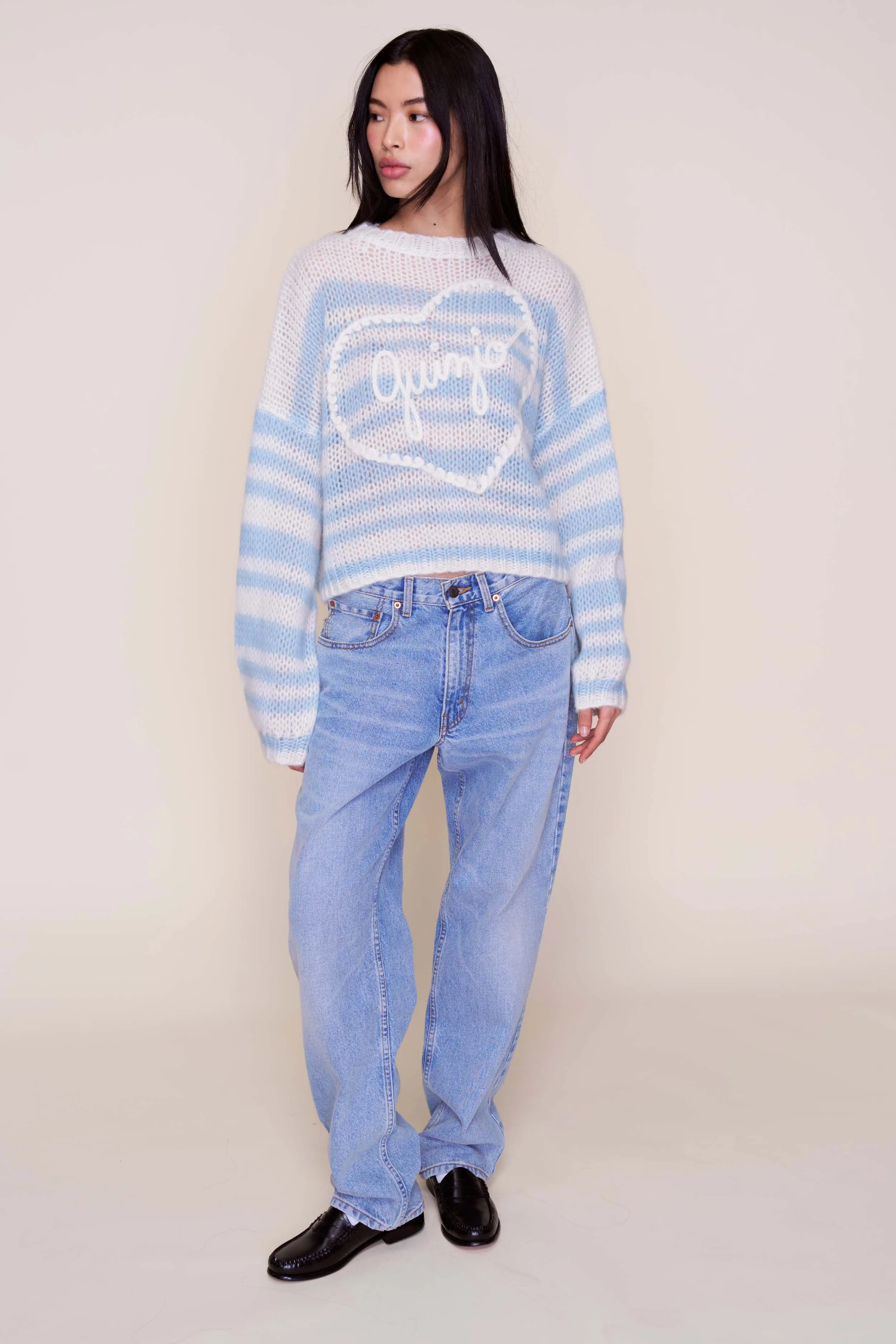 Guizio Mohair-Blend Heart Sweater Quick drying material