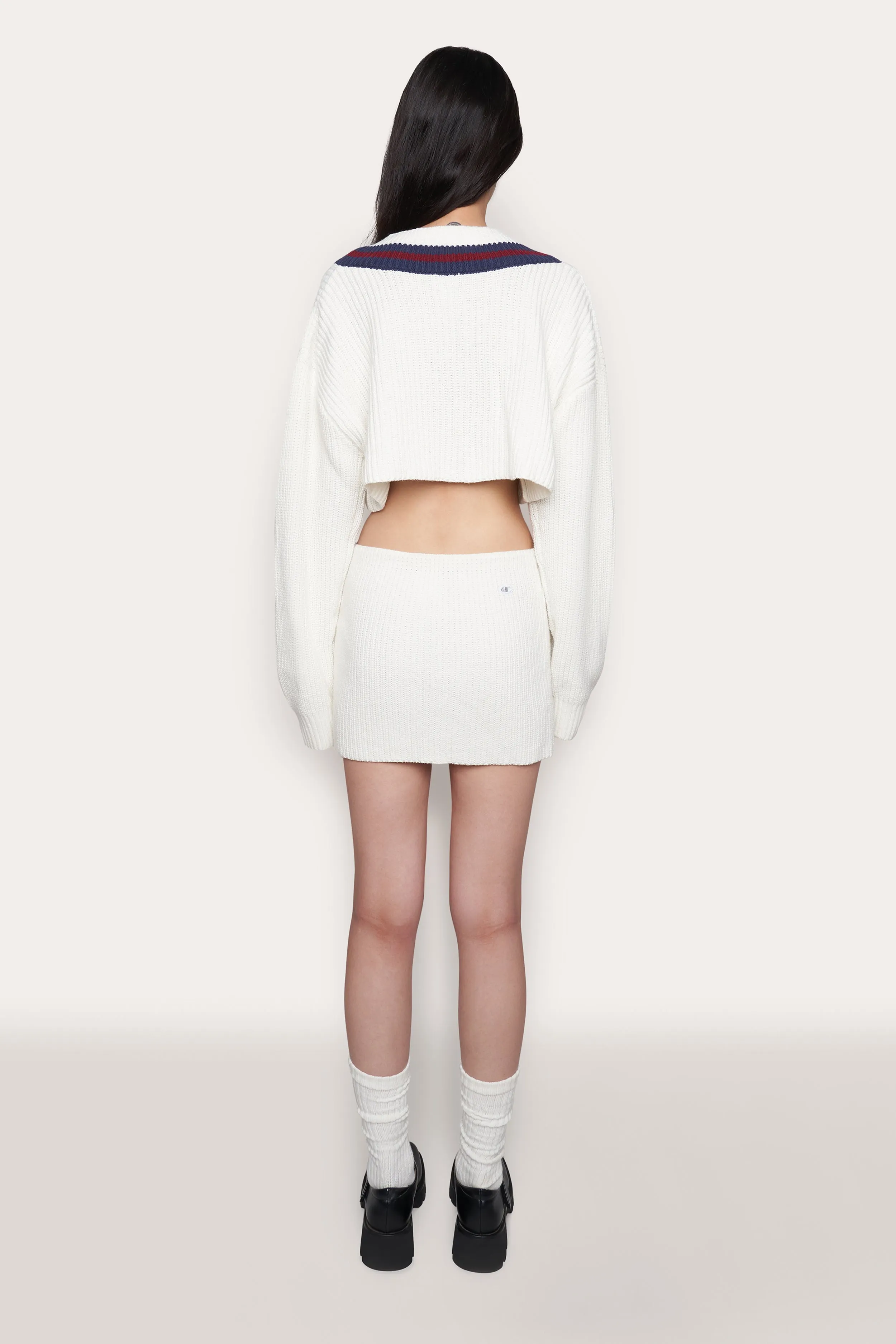 Minimalist fashion Laser cut Guizio X Champion Rib Knit Mini Skirt