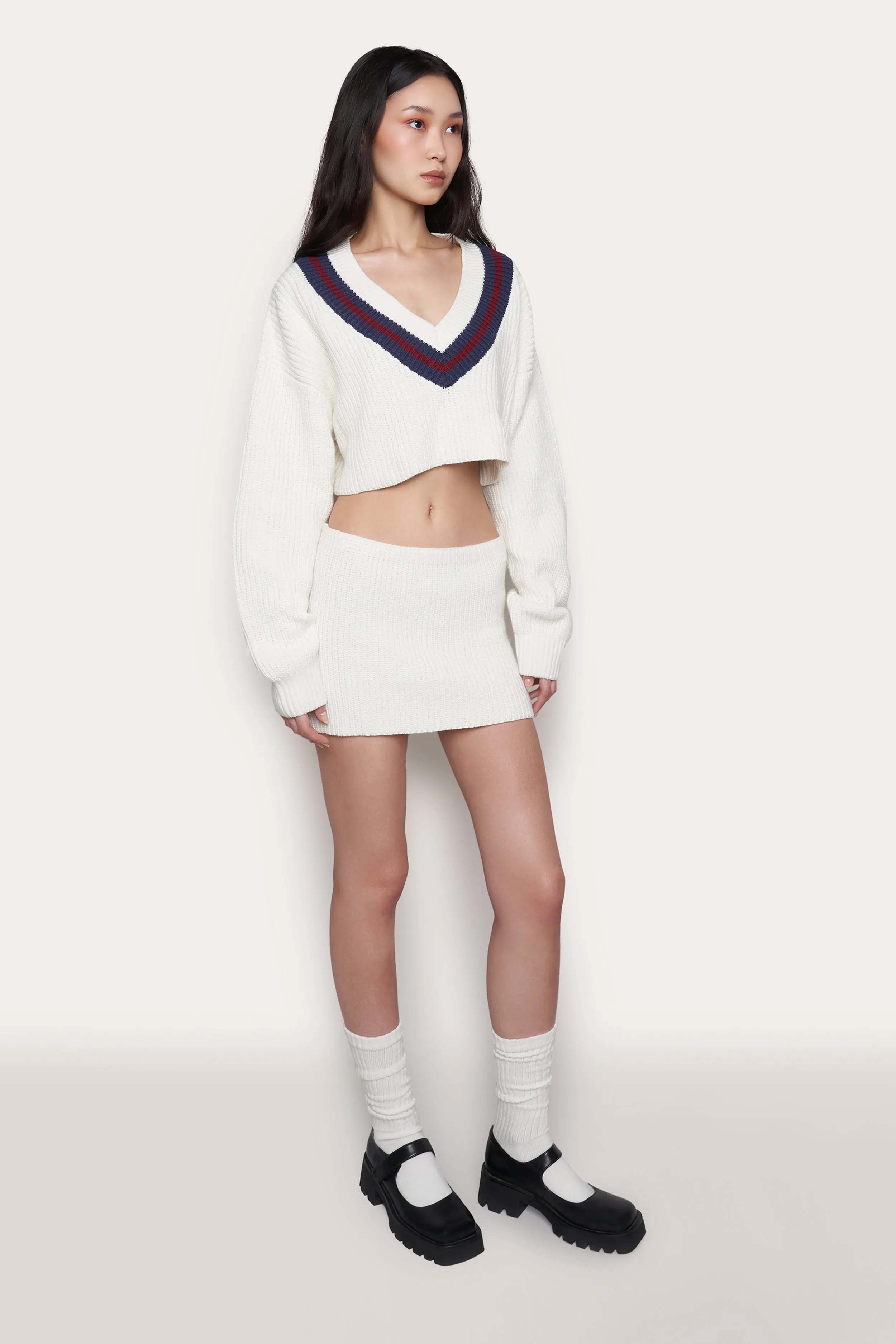 Guizio X Champion Rib Knit Mini Skirt Simple Layer Layer Combo