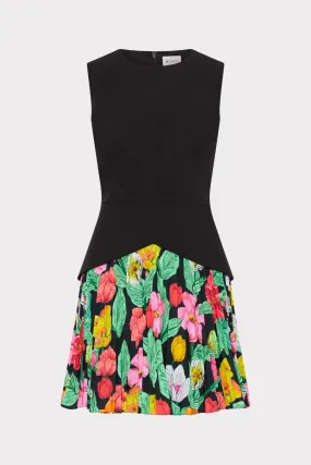 Haddy Tulip Rosette Pleated Mini Dress Easy Draping Polished Fit