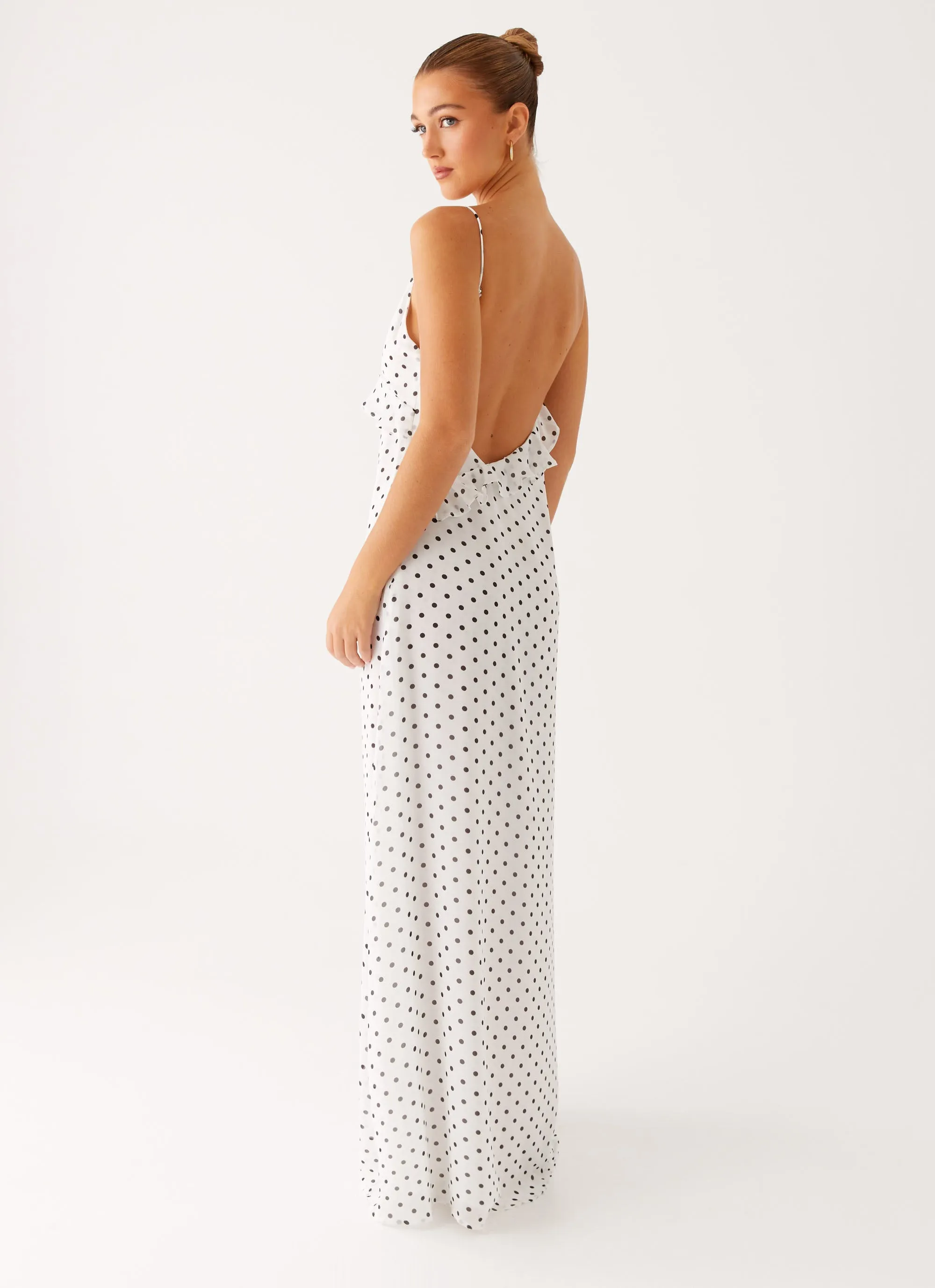 Sleek And Stylish Harri Maxi Dress - White Polka Dot