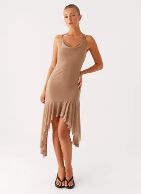 Bessie Midi Dress - Beige Spring Vibe