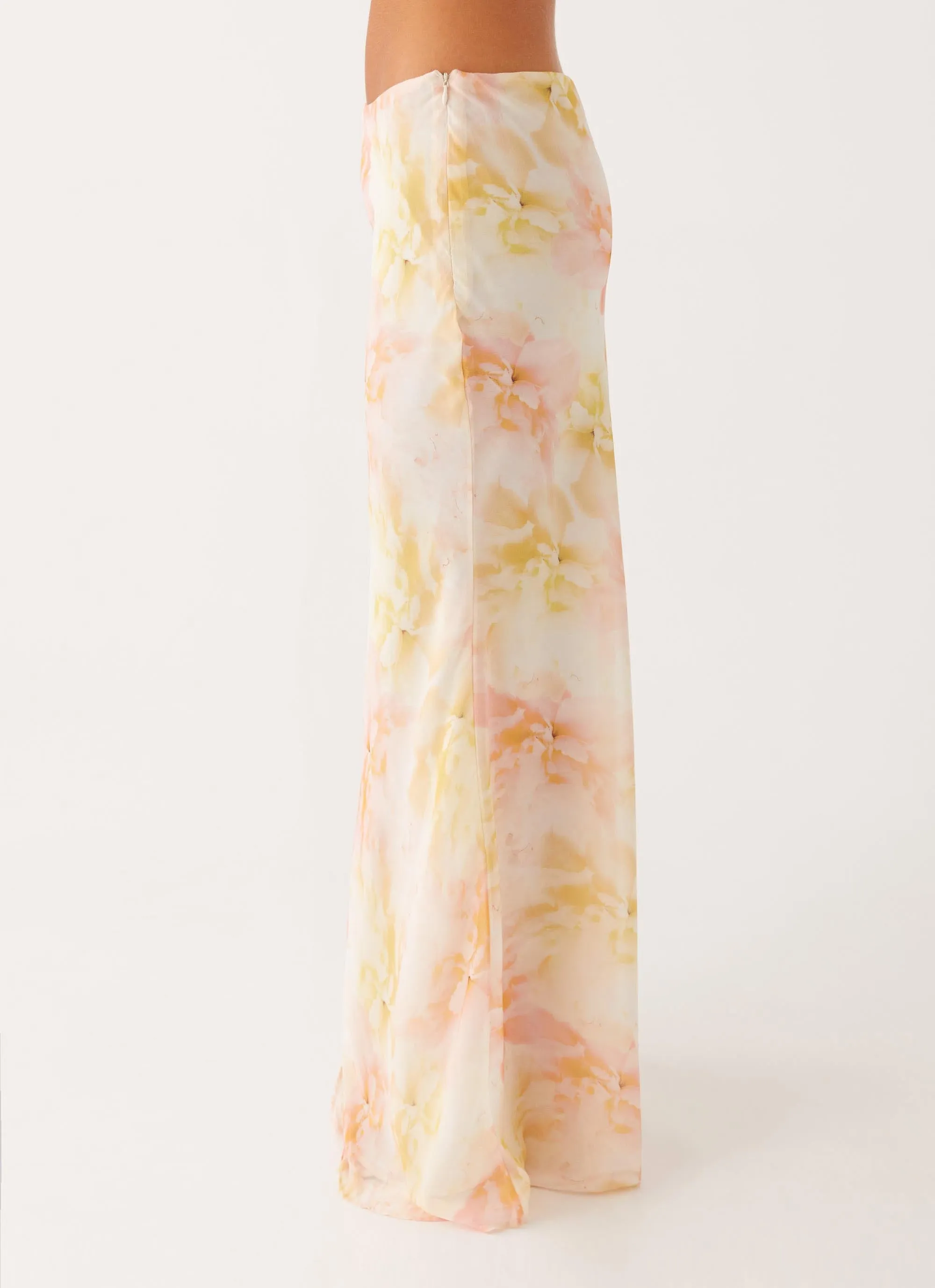 yoga session Low Rise Harlow Chiffon Maxi Skirt - Floral Print
