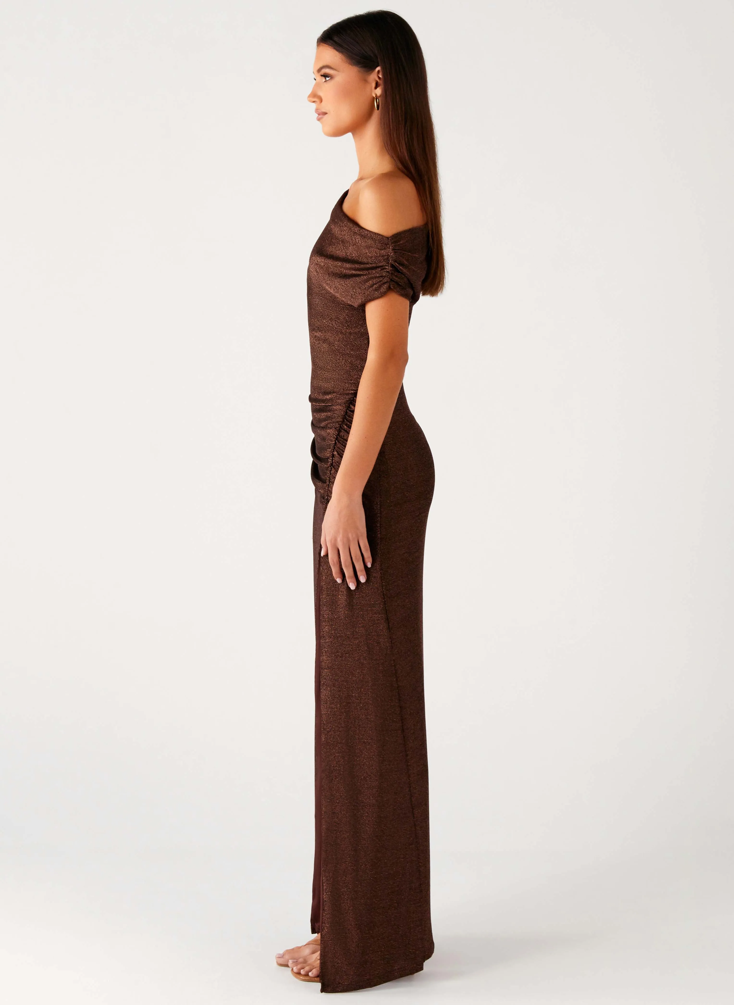 Versatile Piece Drawstring-Waist Harvest Moon Maxi Dress - Chocolate
