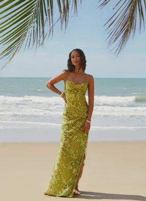 LightweightMaterial Havana Sequin Maxi Dress - Lime