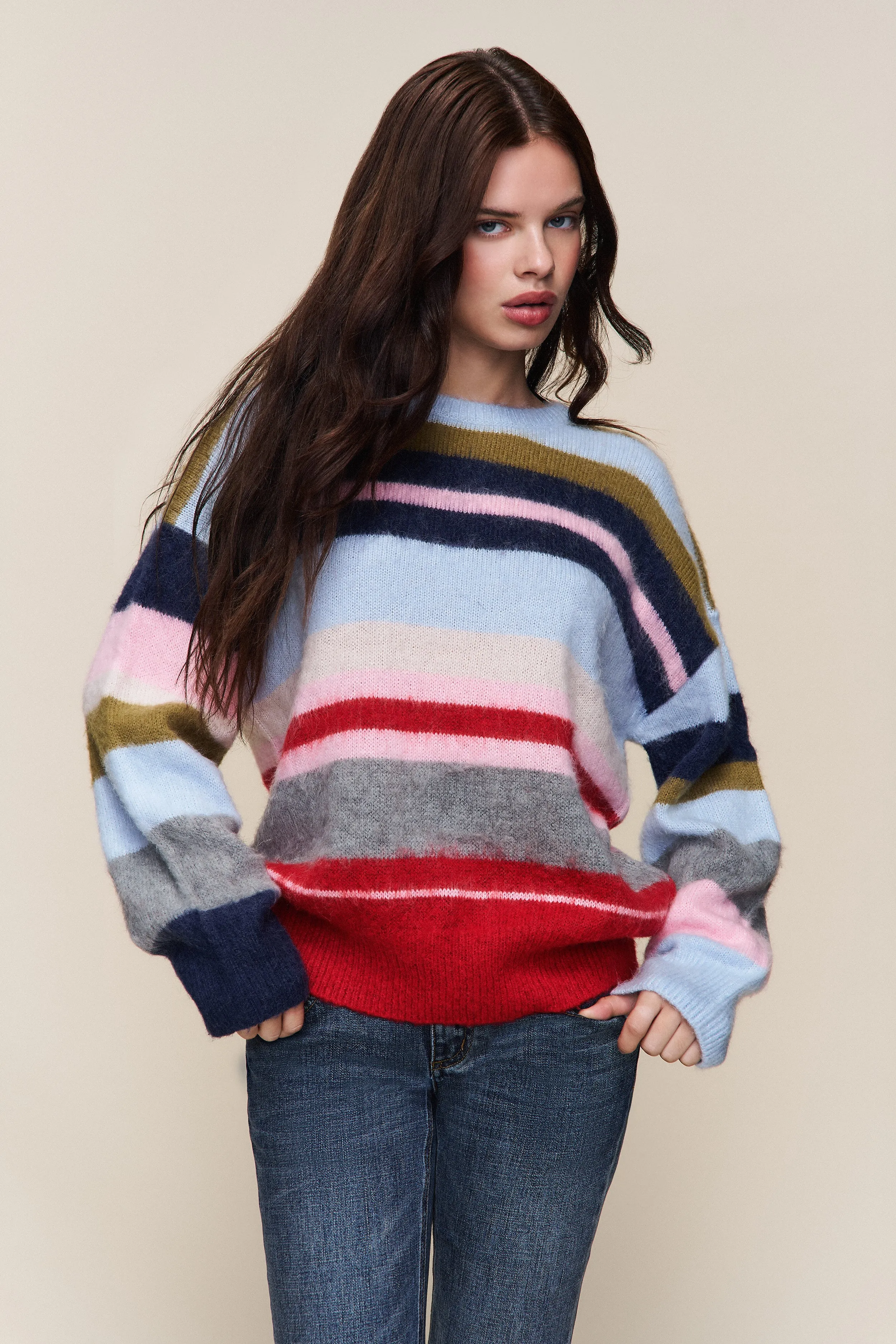 Stain Release Coating QuickDry Technology Hawley Oversized Stripe Wool Jumper