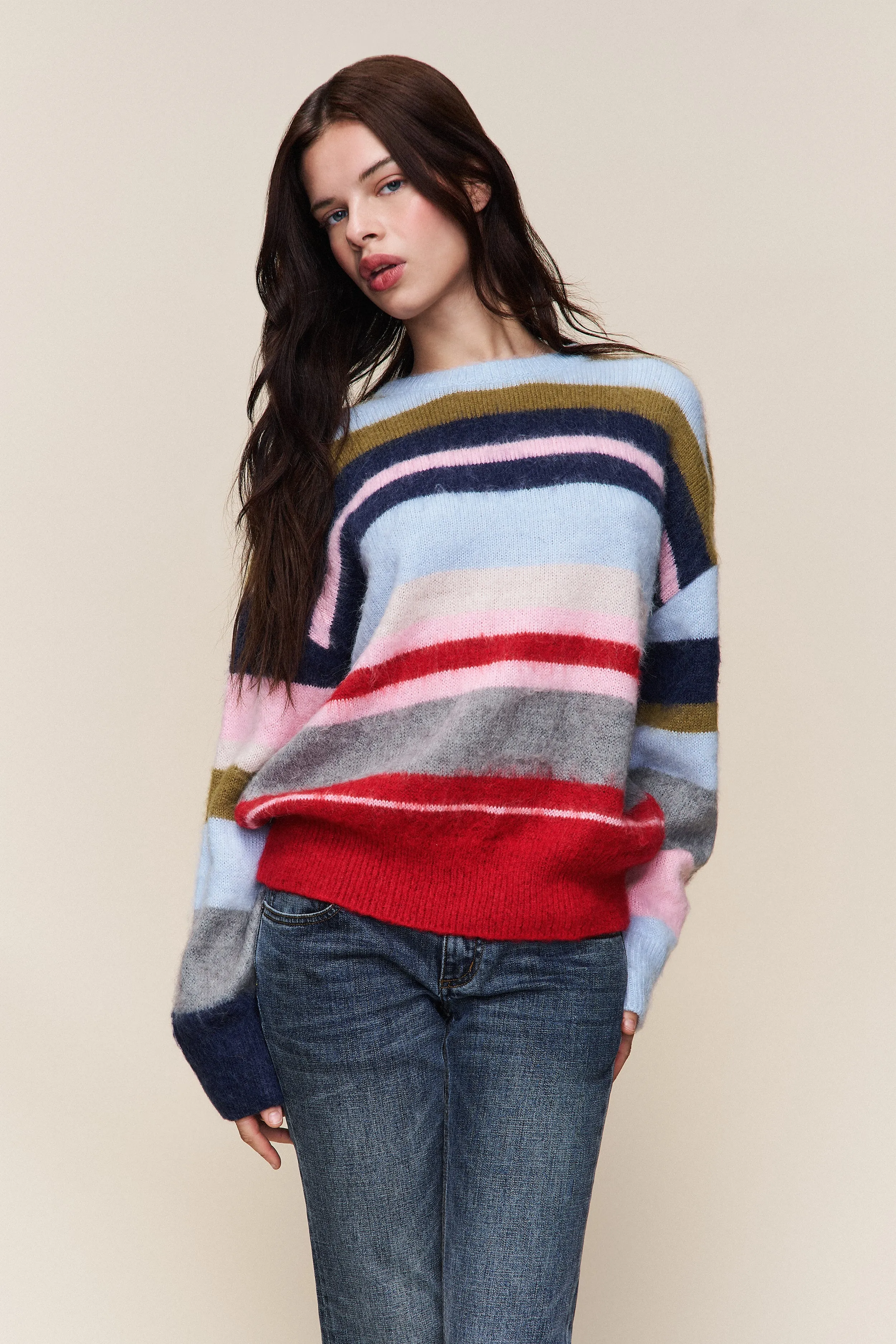 Simple Wear Hawley Oversized Stripe Wool Jumper