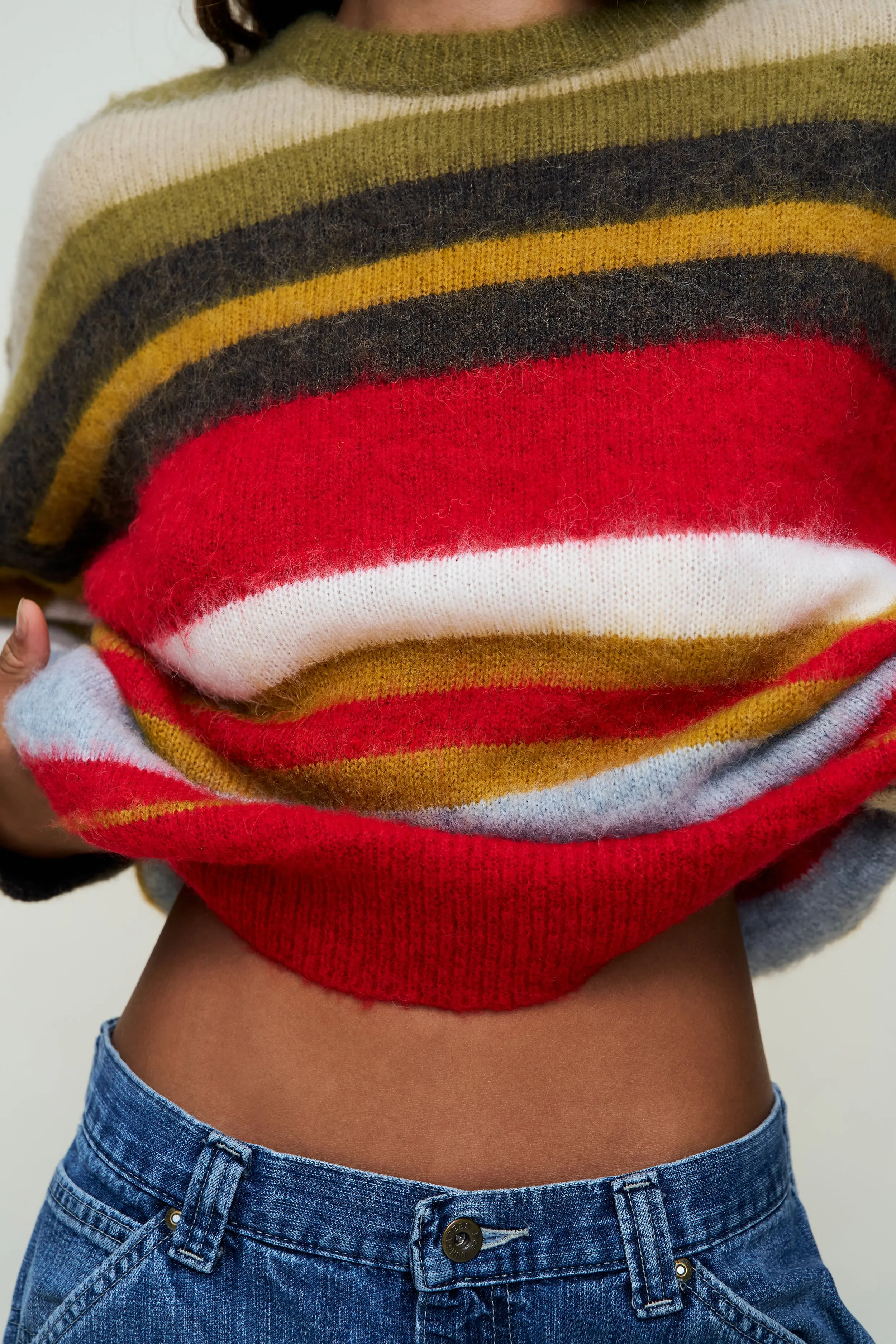 Cozy Lining Recycled Polyester Thread Hawley Oversized Stripe Wool Jumper