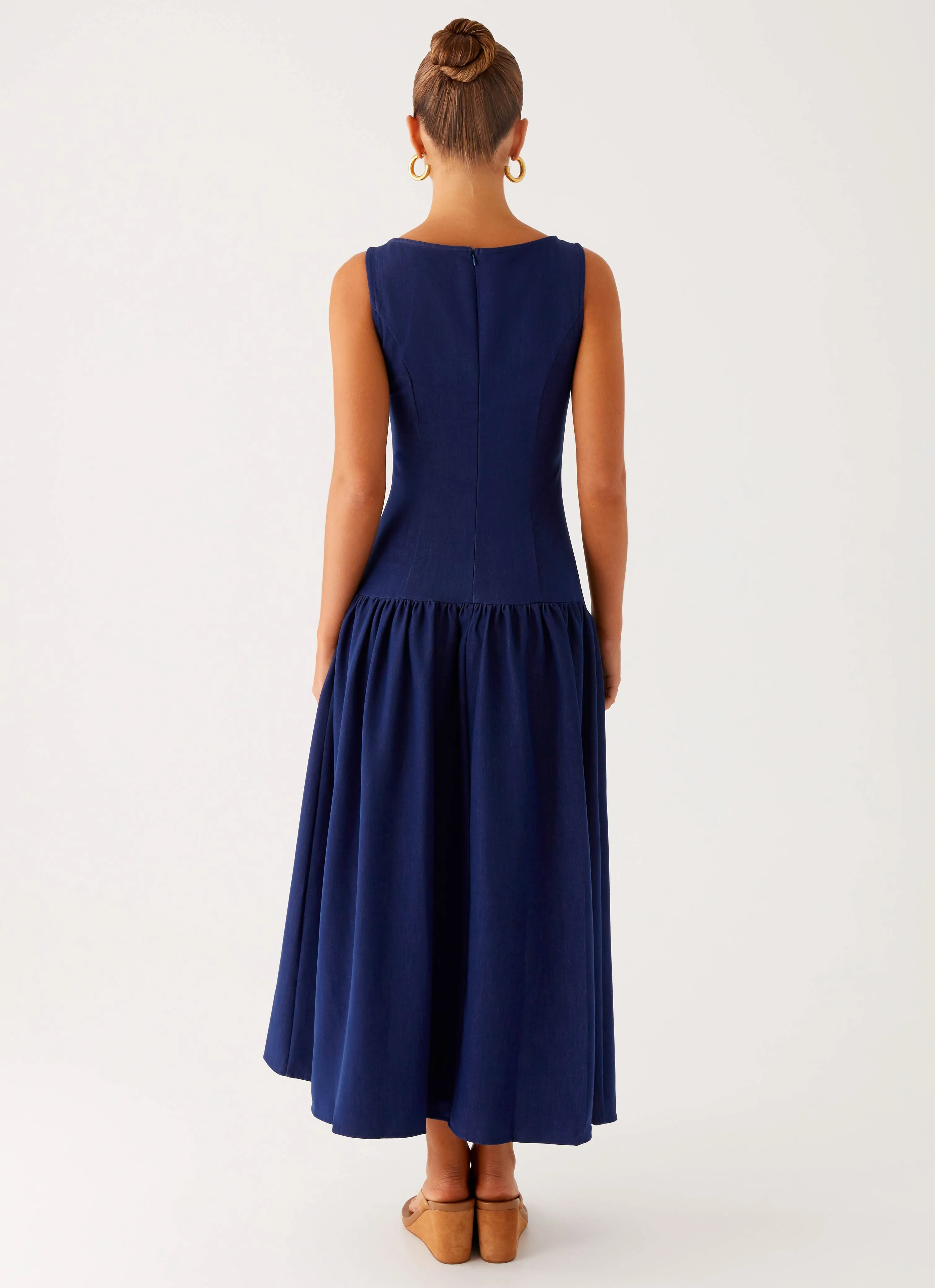 Hayes Denim Midi Dress - Indigo Breathable Material Easy-to-style casual dress