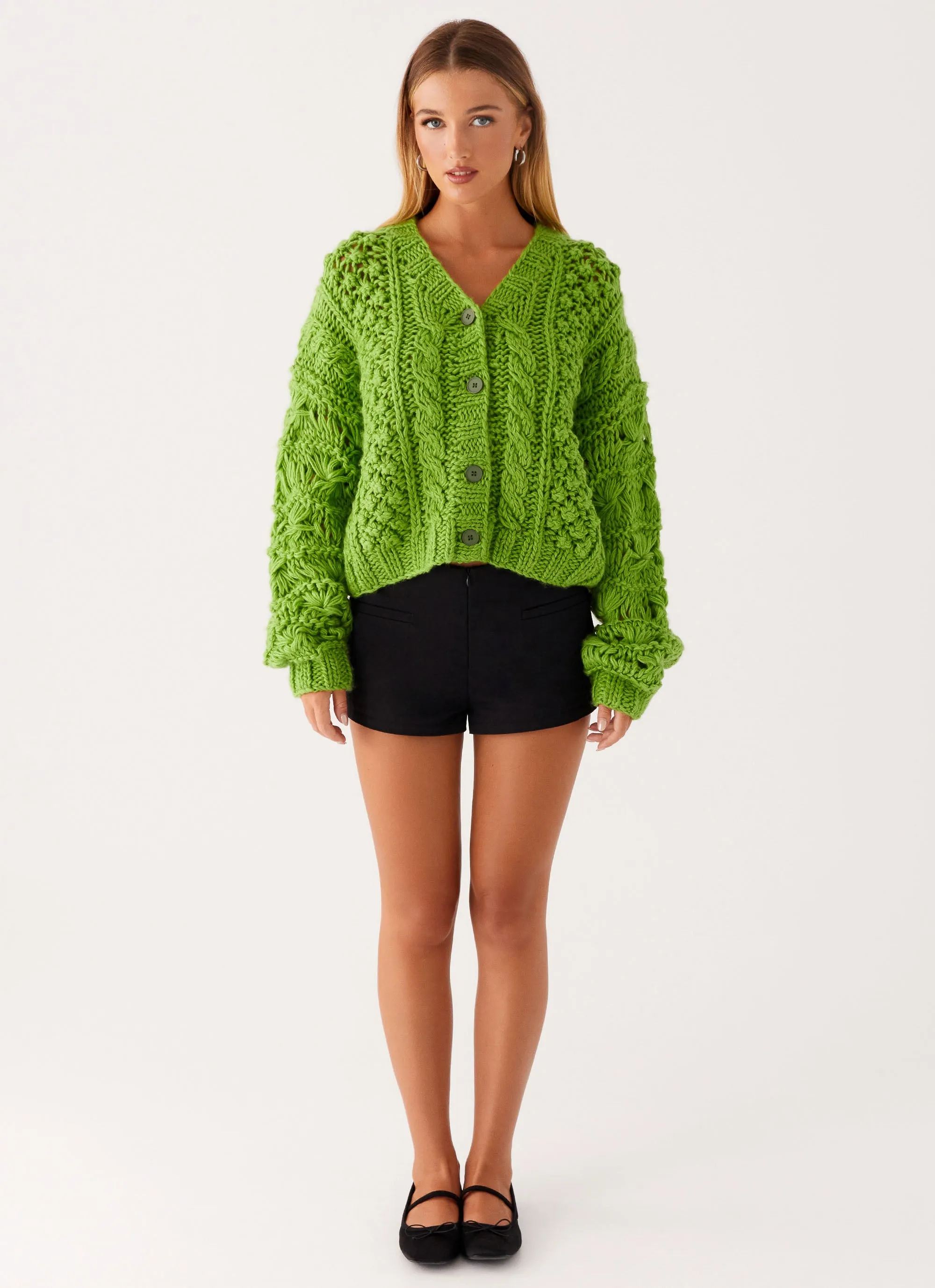 Hazel Knit Cardigan - Green LightweightConstruction