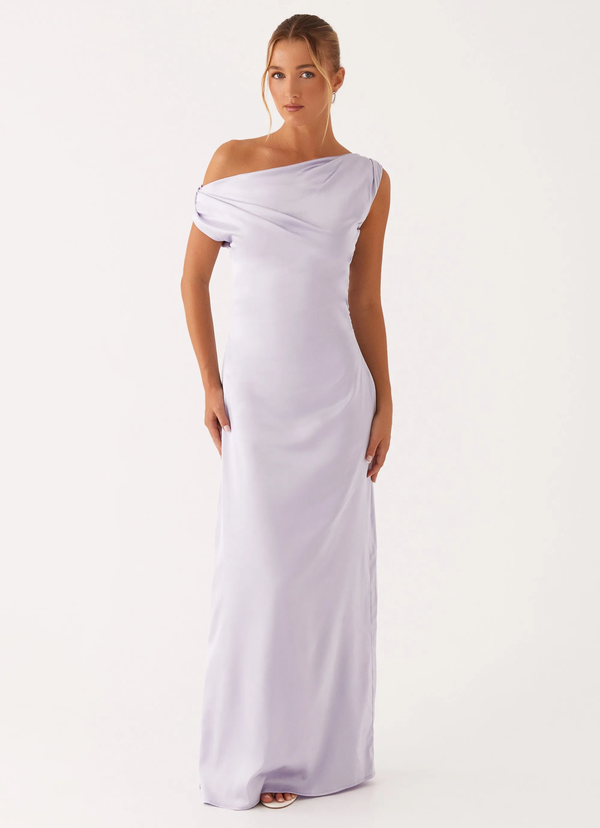 Slimming Shape Heart Of Glass Satin Maxi Dress - Lilac