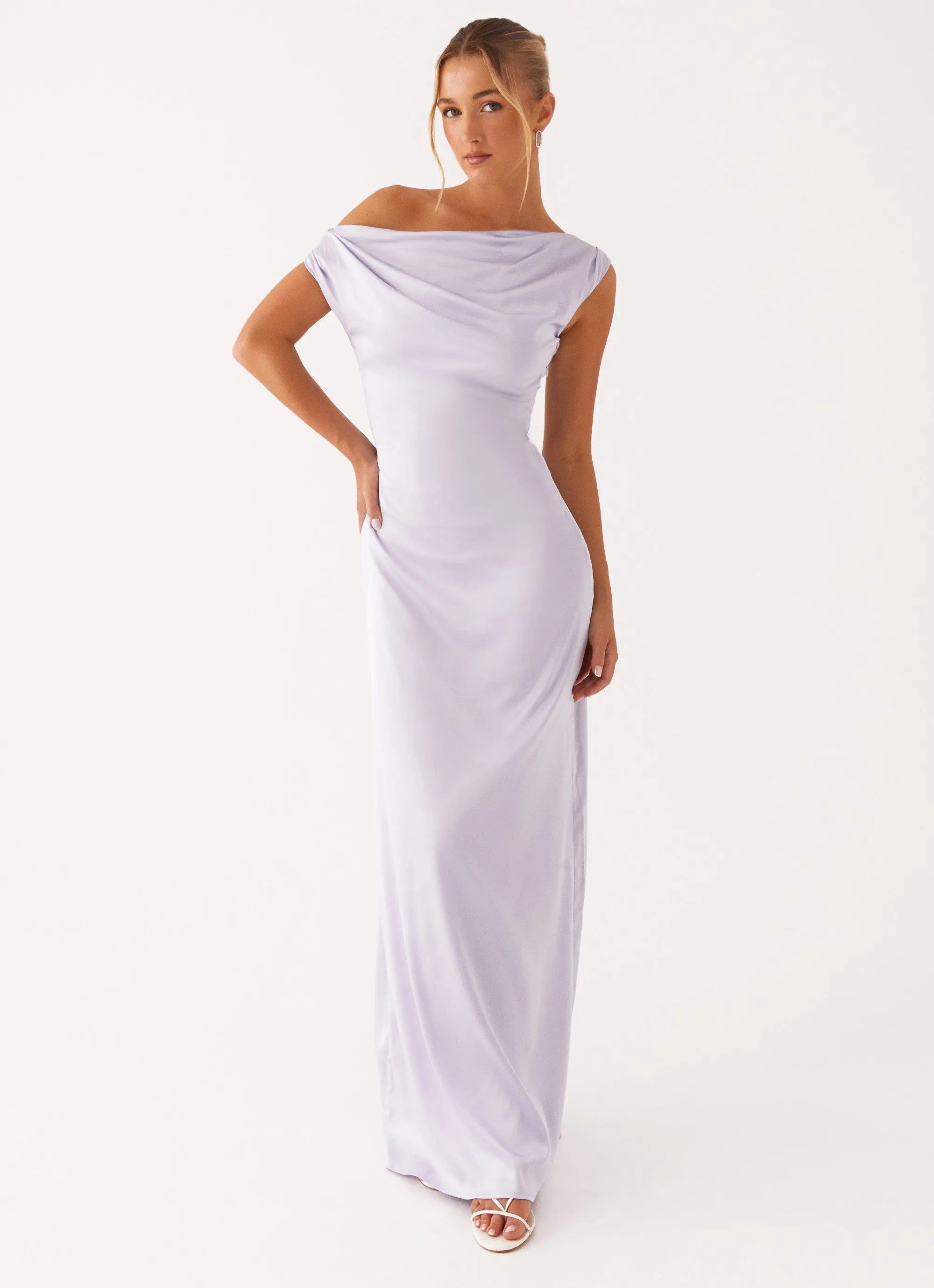 Kind Light Heart Of Glass Satin Maxi Dress - Lilac