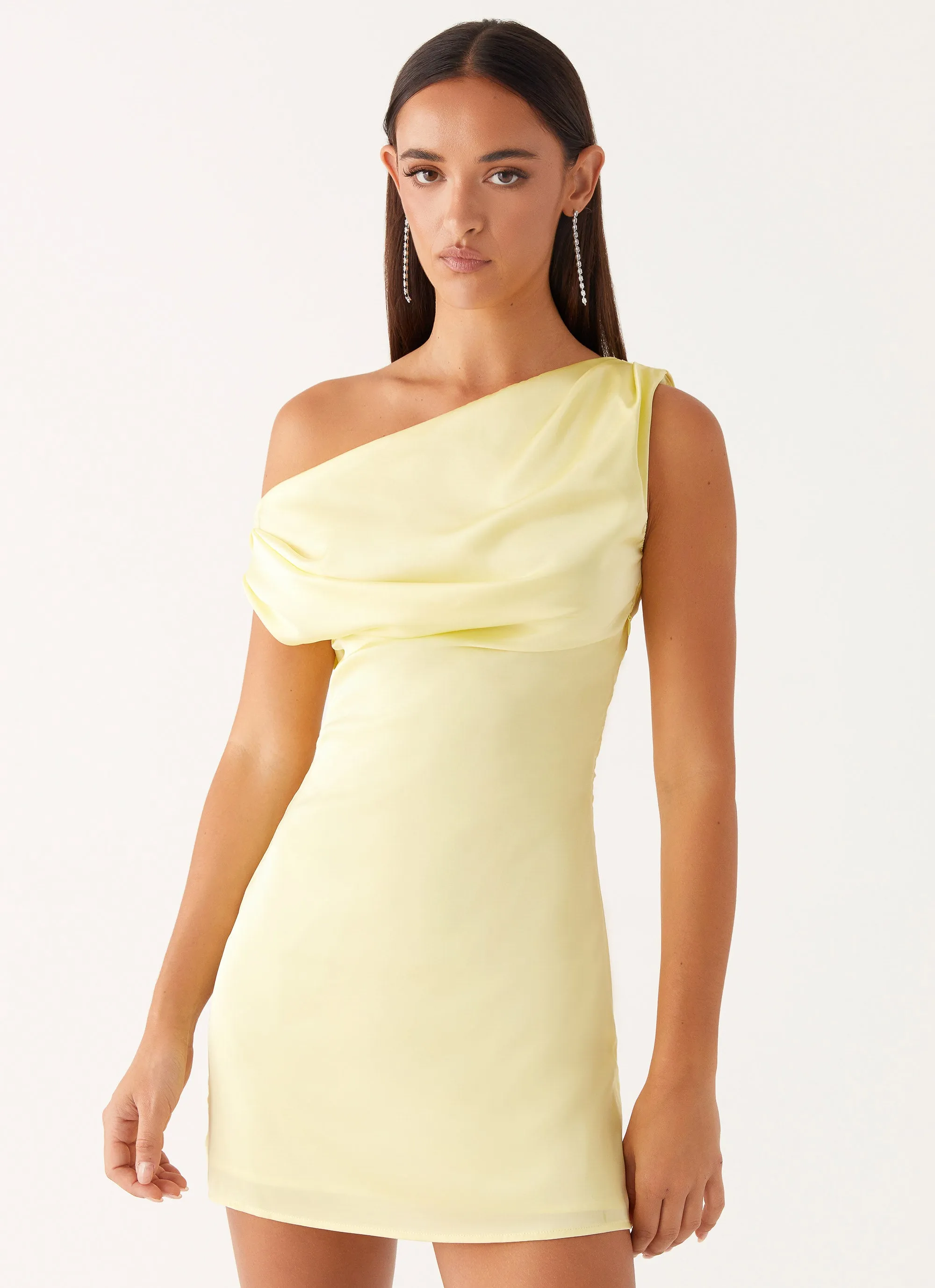 Resale Value Durable Stitching Heart Of Glass Satin Mini Dress - Yellow