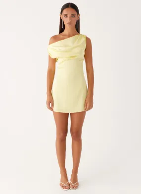 Heart Of Glass Satin Mini Dress - Yellow Young adult Elegant Look