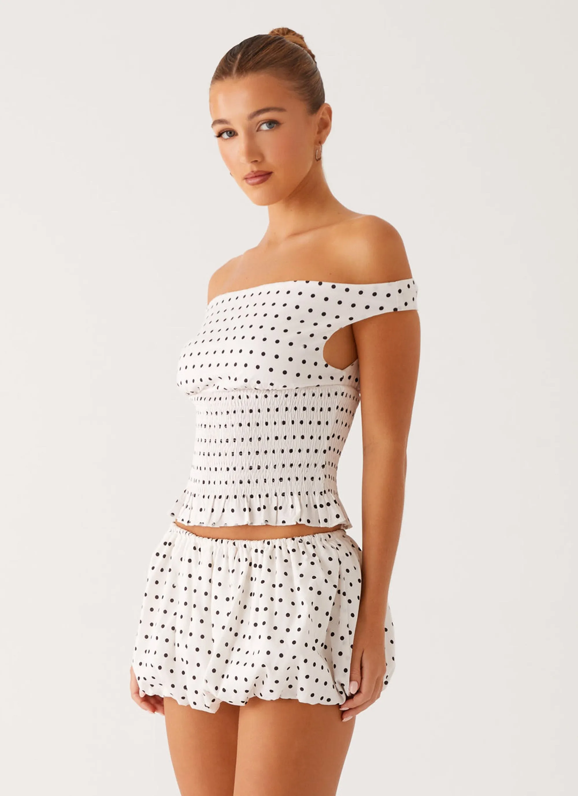 Heather Mini Skort - White Black Polka Dot City Tones
