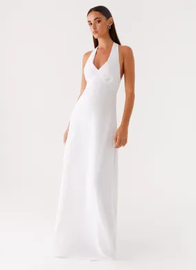 Heavy Hearted Linen Maxi Dress - White Maximalist-Trend Floor-Length