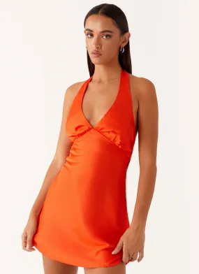 Heavy Hearted Mini Dress - Orange Wrap Front