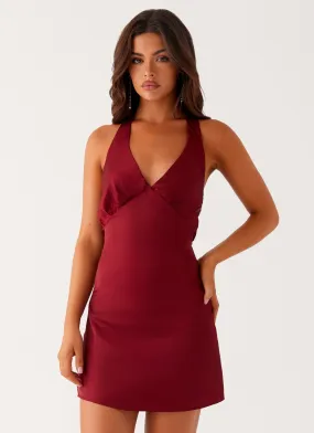 Heavy Hearted Mini Dress - Wine light texture