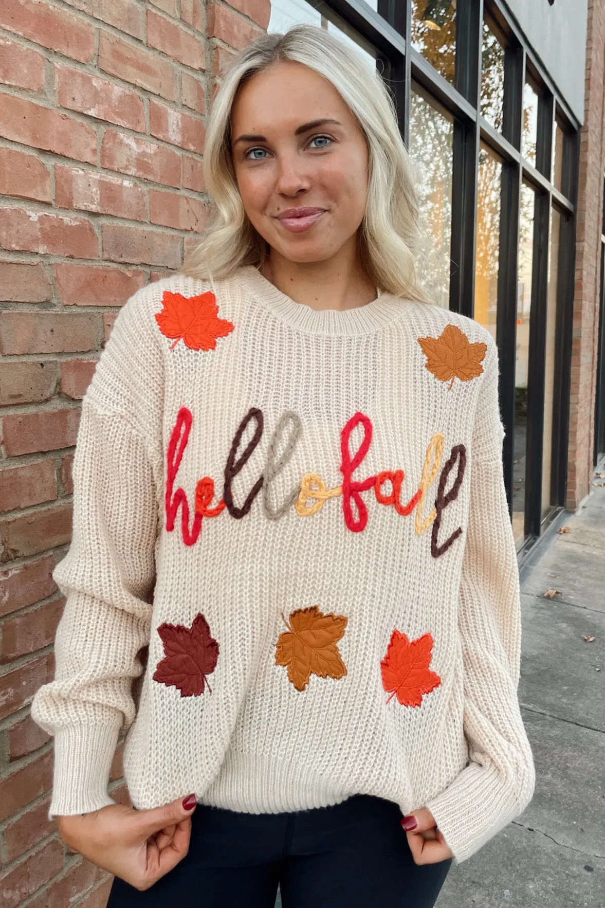 Hello Fall Sweater MoistureWicking Textured Weave Moisture Wicking Yarn