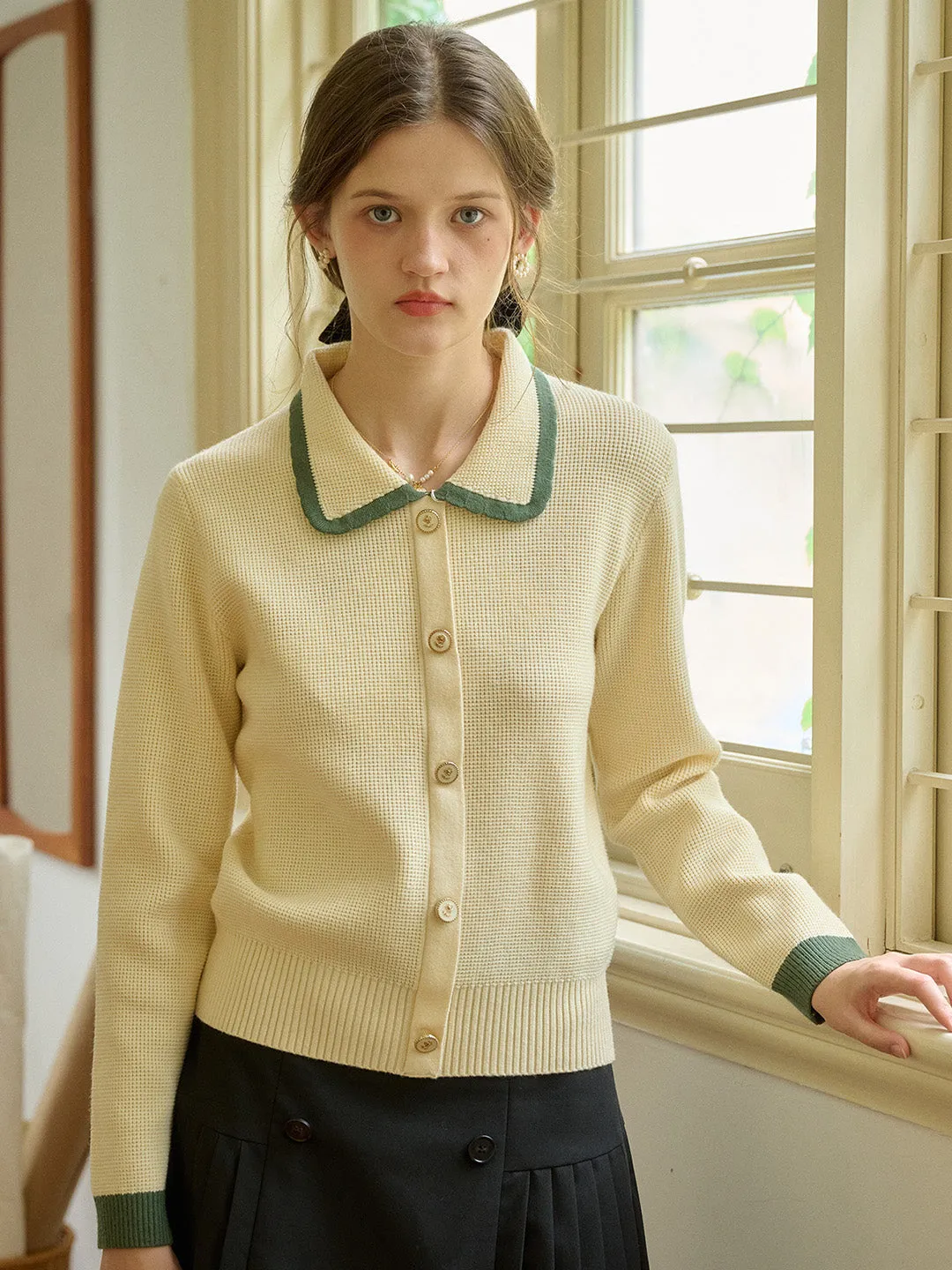 ??Final Sale??Stella Peter Pan Collar Knit Cardigan FrictionResistant Fabric