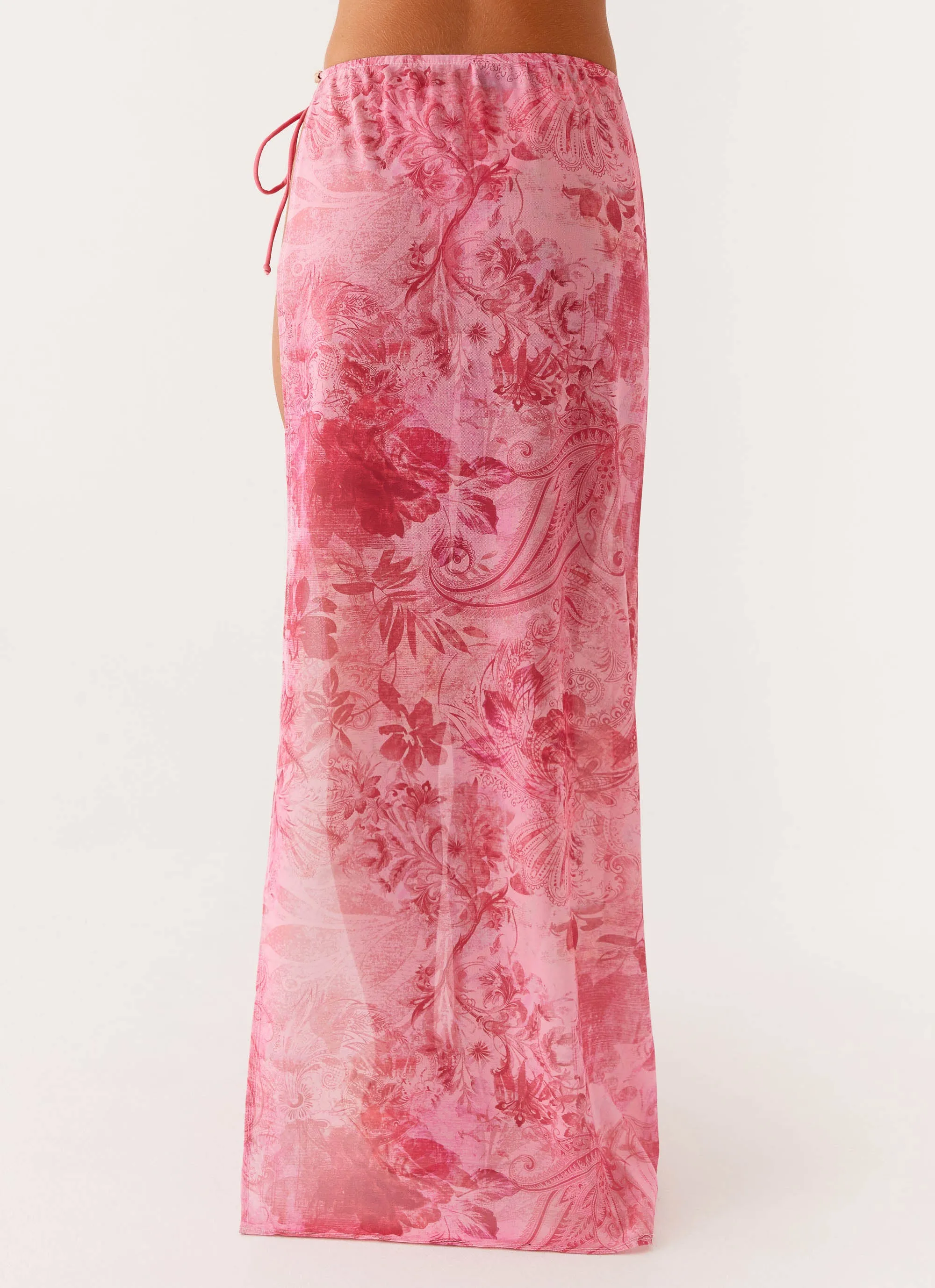 Here For It Beaded Maxi Skirt - Pink Print Clean Vibe