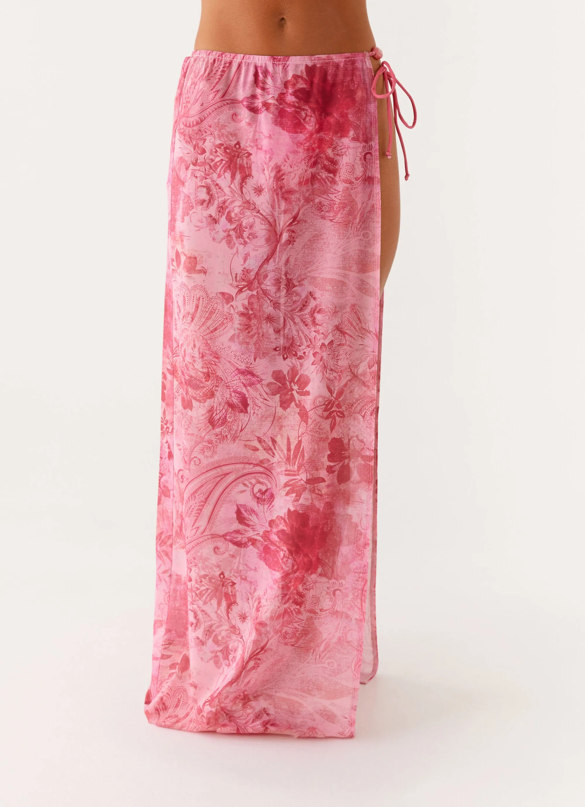 Smart Fit Outfit Essence Here For It Beaded Maxi Skirt - Pink Print