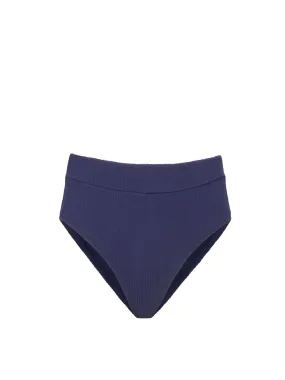 Hi Leg Hi Waist Bottom In Navy Texture water sports