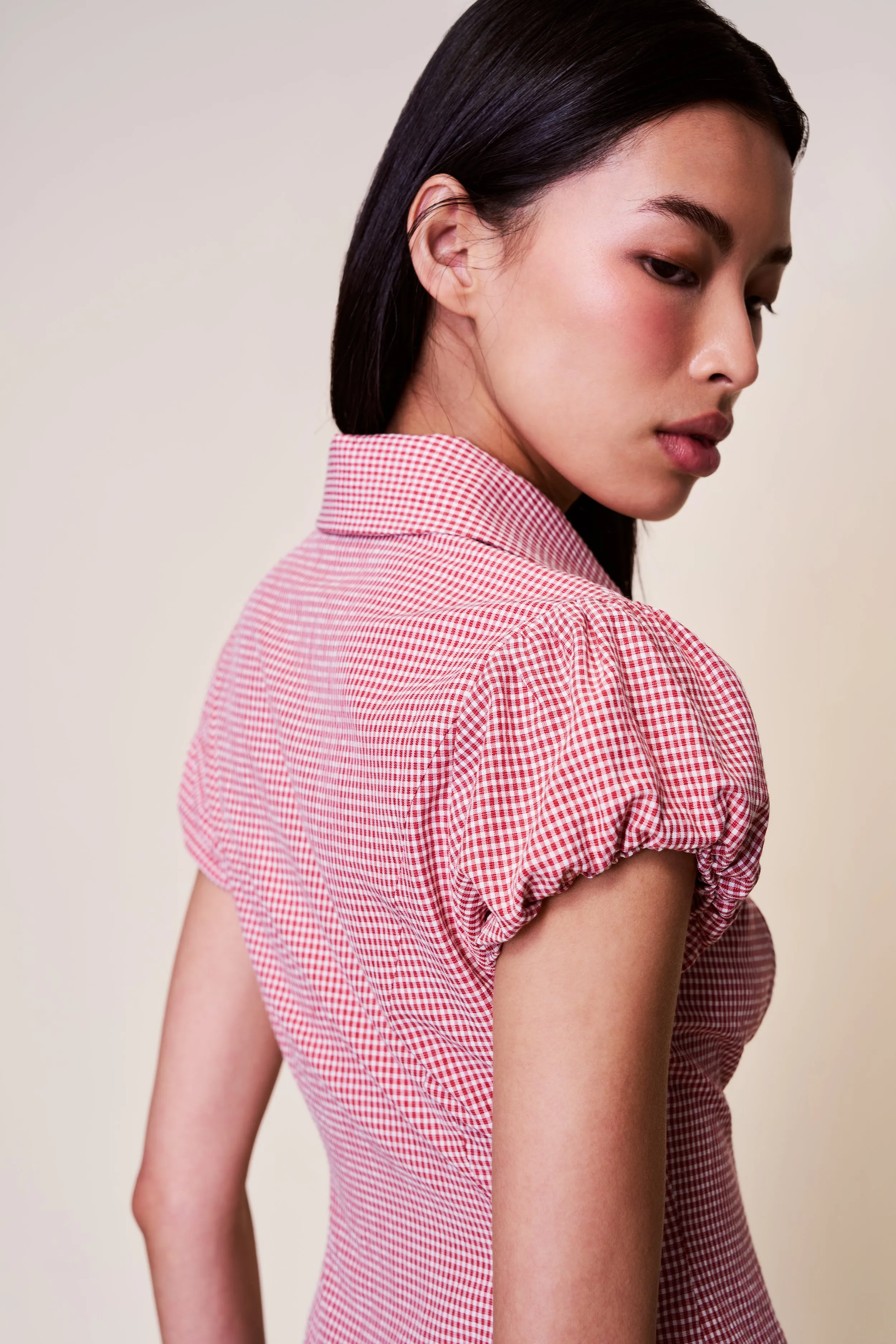 Liana Gingham Top AdjustableHem