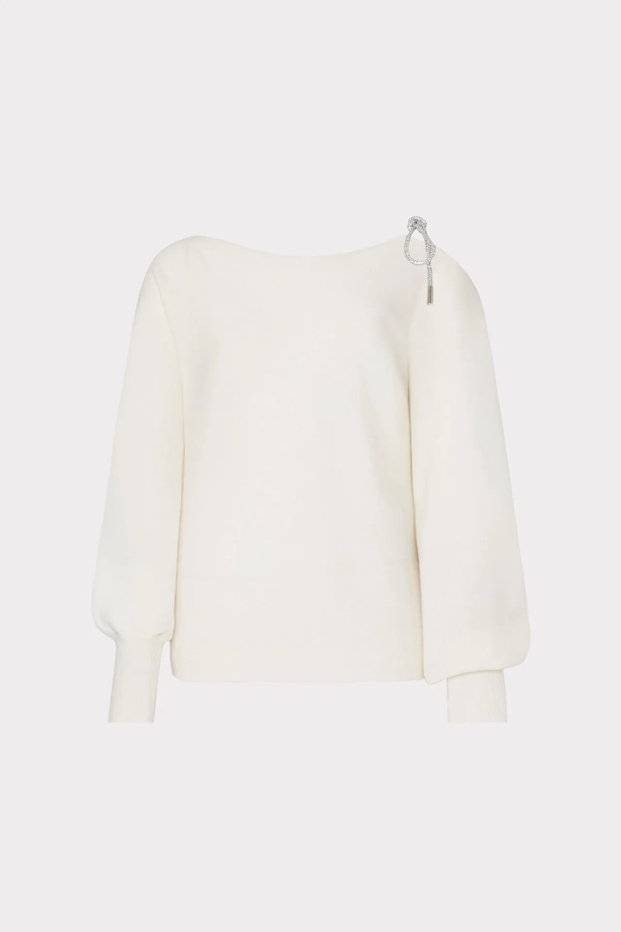DropShoulder AllPurpose Design Ida Crystal Bow Cold Shoulder Sweater