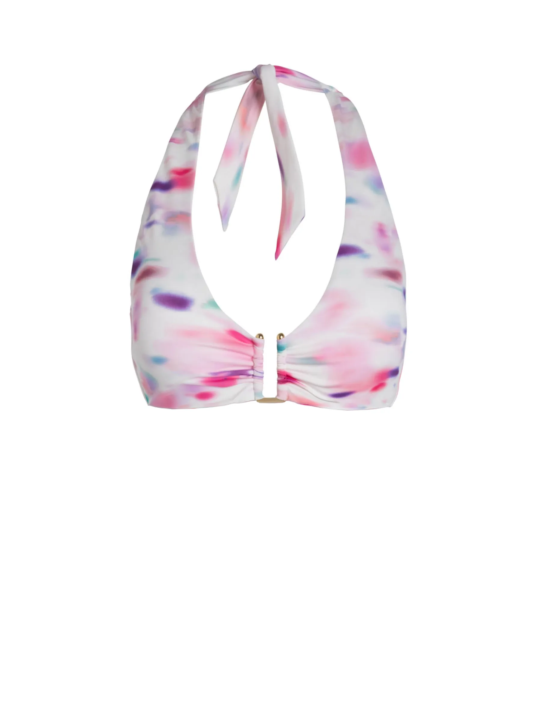 Shana Top In Hazy Ikat Ivory Flattering Cut Swim Backless