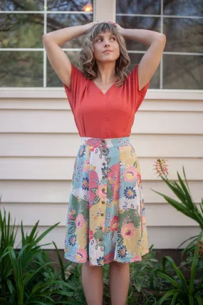 Midweight Four Way Stretch QuickDry Texture Dolman Top in Coral Challis