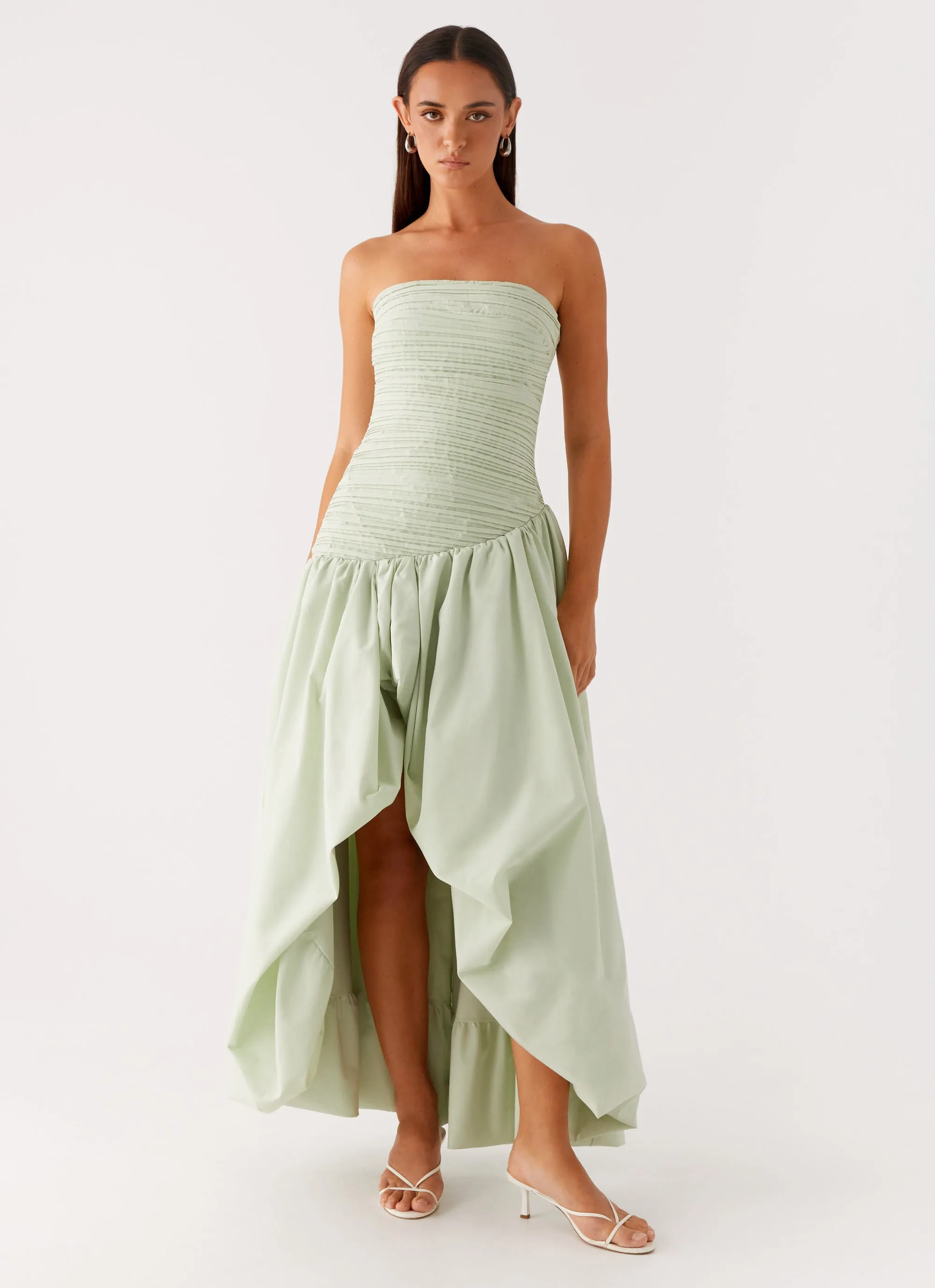 High-Fashion Vibrant Movement Misa Bubble Maxi Dress - Mint