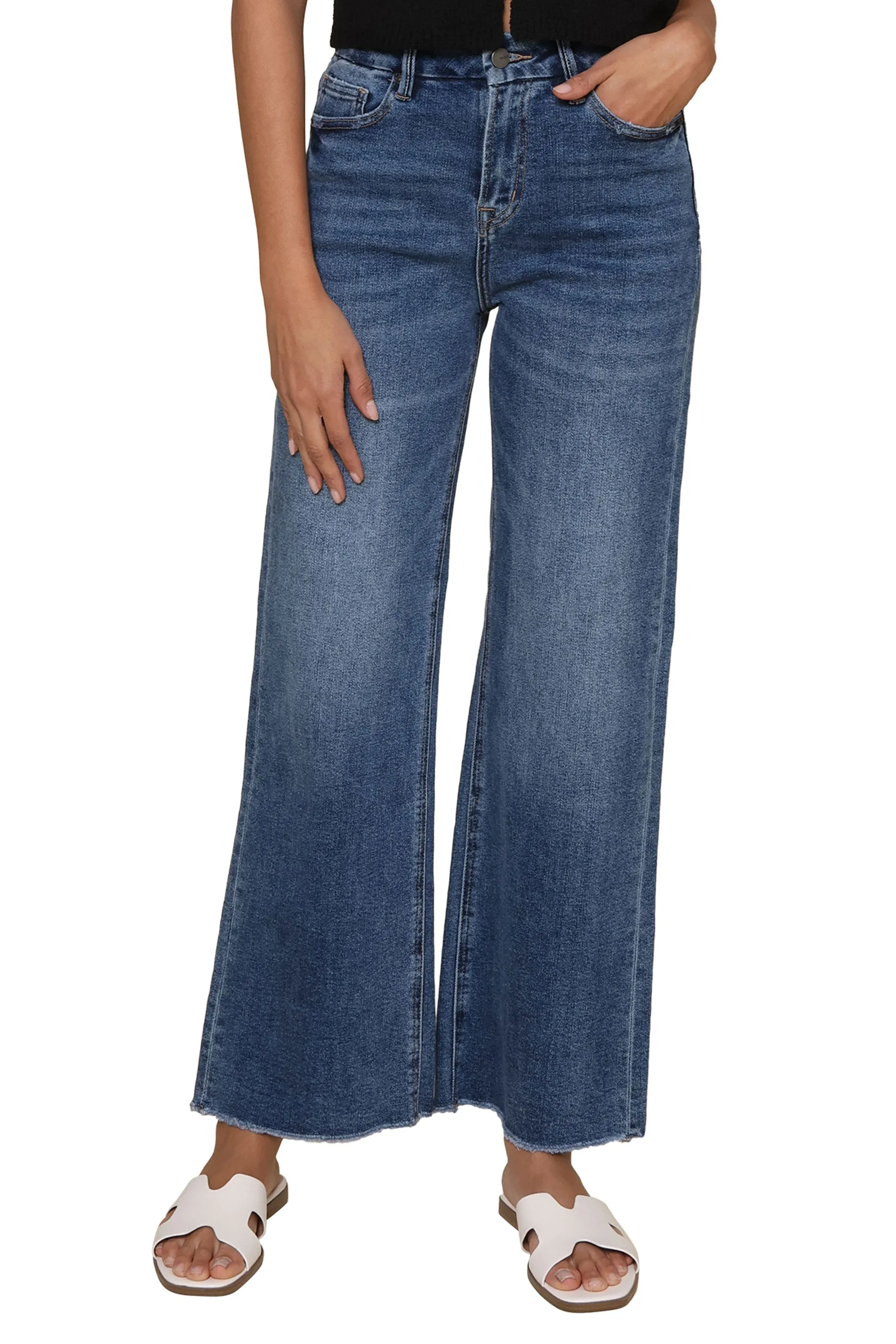 All Day Use Light Fit Super High Rise Wide Leg With Grinding