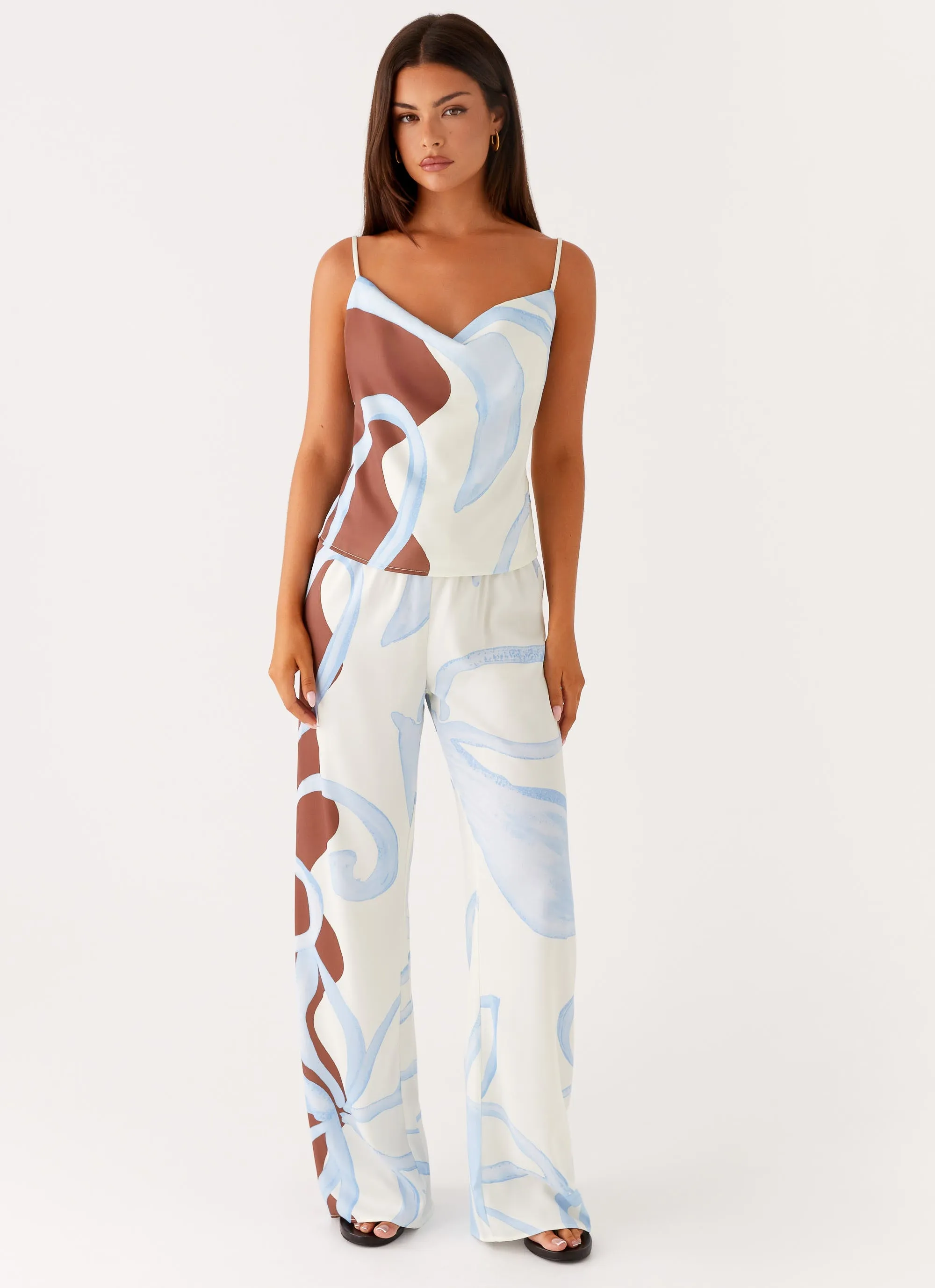 Deacon Low Rise Pants - Bloom Wave Print Versatile Wear