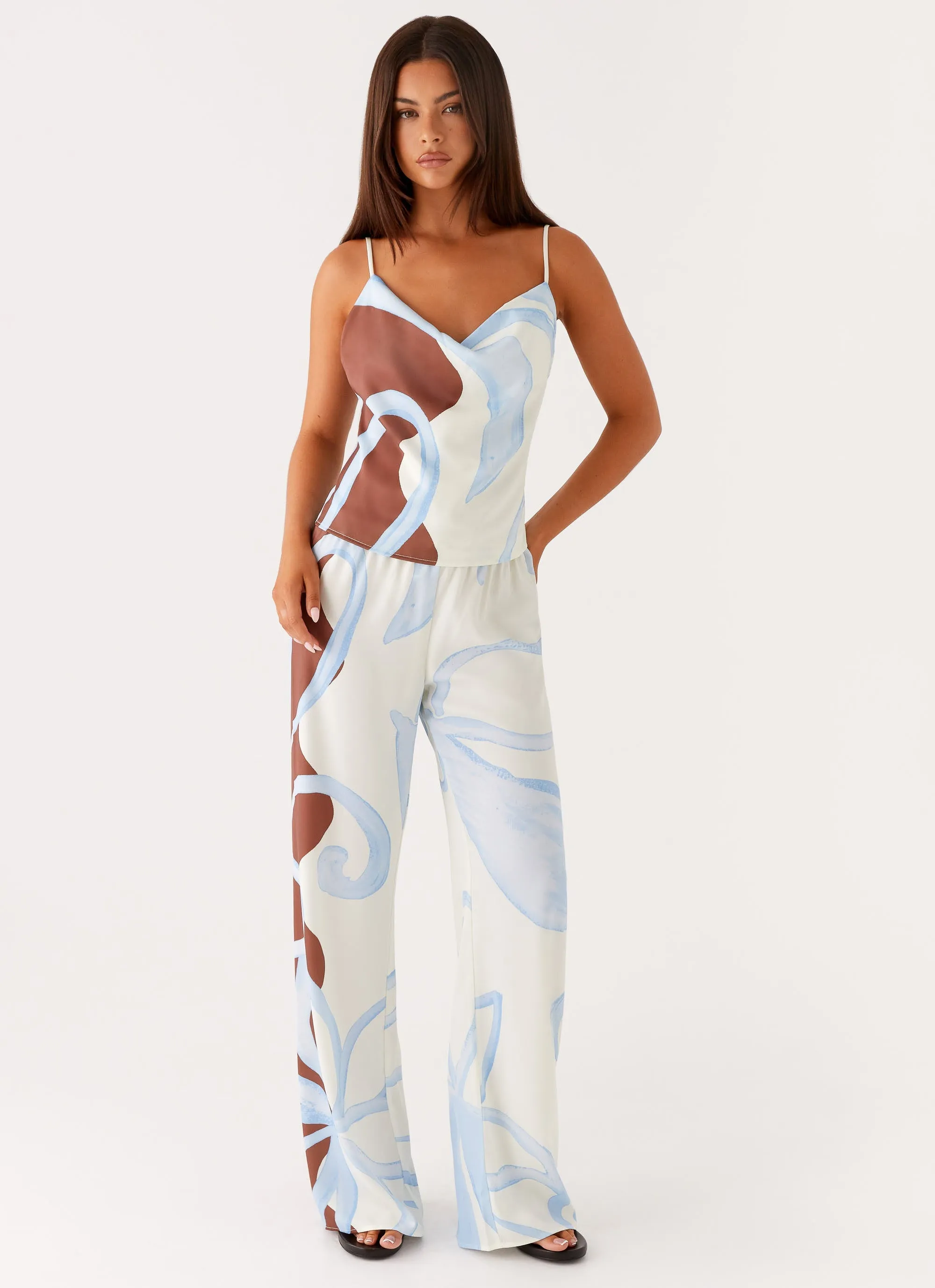 Casual Wear Deacon Low Rise Pants - Bloom Wave Print