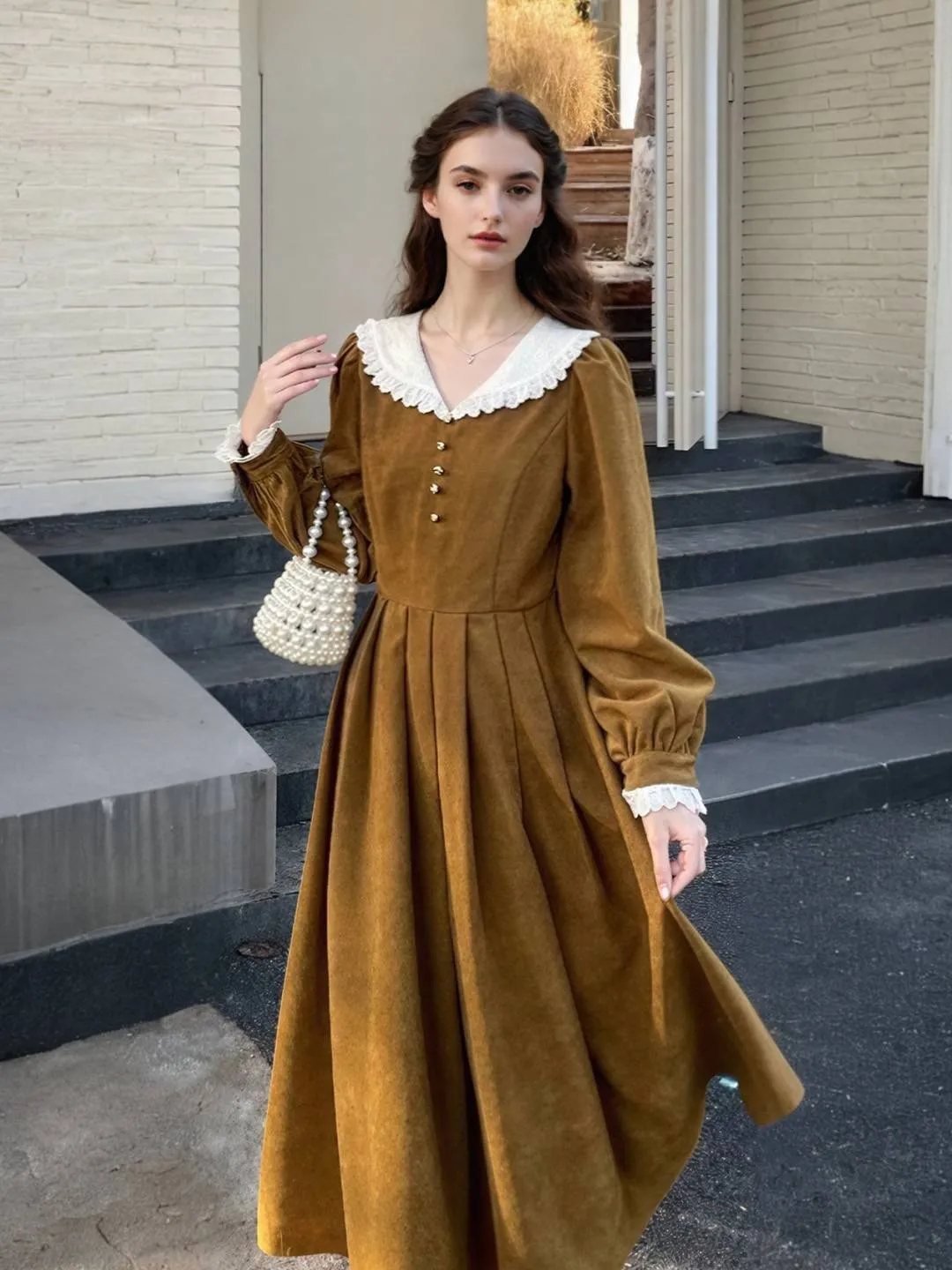 Ready Glow Feather Light Renata V-Neck Ruffle Dress