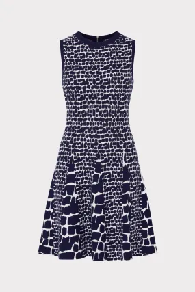 Tile Wave Jacquard Knit Mini Dress Spring-Season Soft Neutral