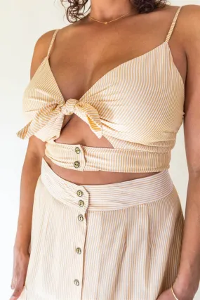 Moisture wicking NonChafingEdges Dee Dee Top in Yellow Stripe