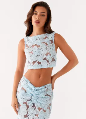 LongWearingComfort Fiorella Floret Top - Blue