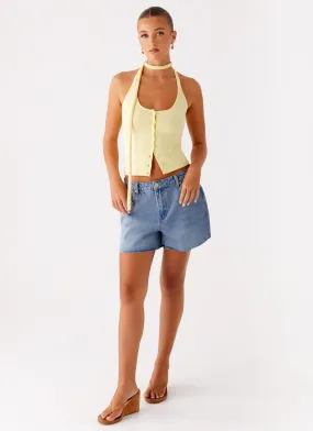 Casual Elegance Chic Comfort Roland Denim Shorts - Blue