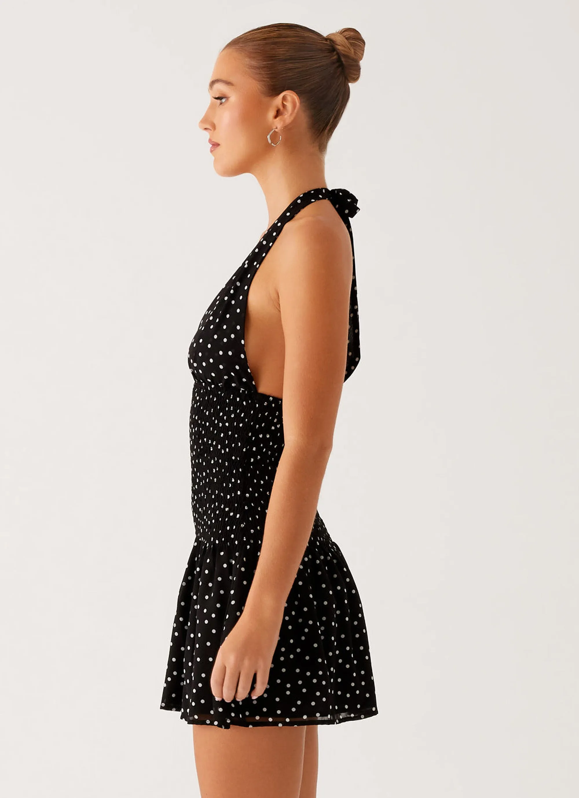 Cool Palette Holden Mini Dress - Black Polka Dot